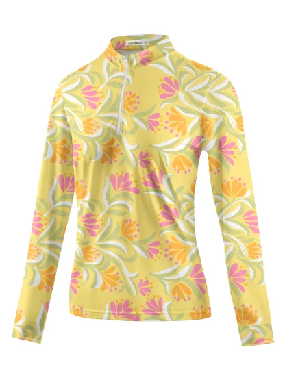 Cherryswing Women's Tropical Bloom Long Sleeve Golf Shirt