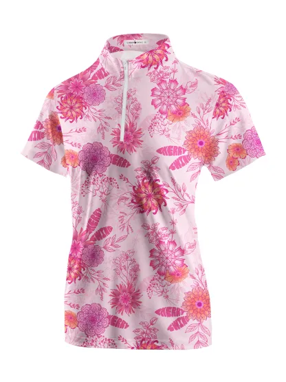 Cherryswing Women's Cherry Blossom Short Sleeve Golf Shirt