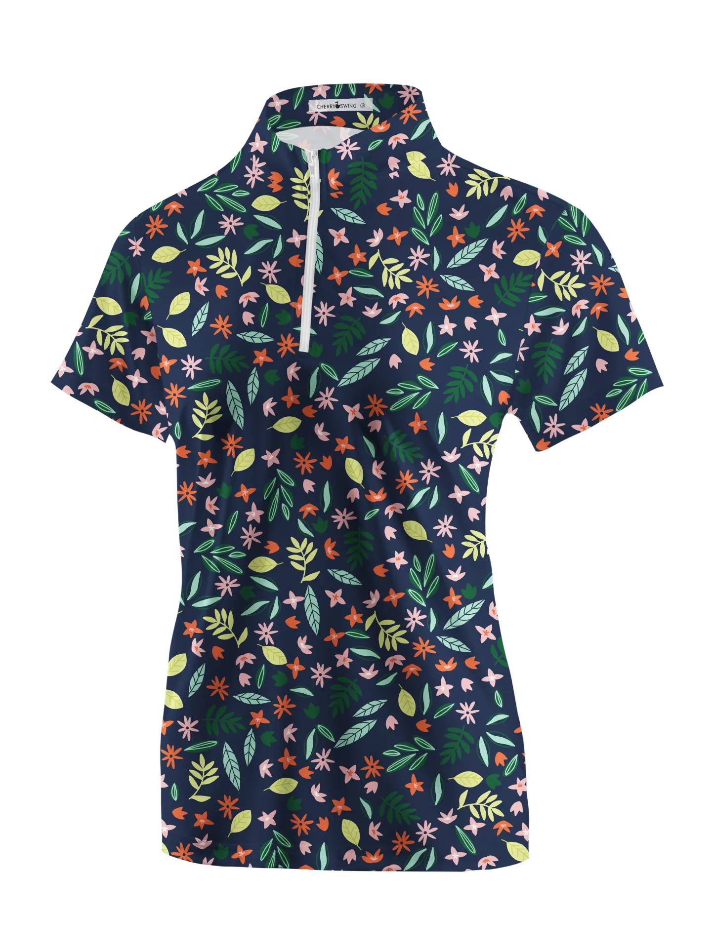 Cherryswing Women's Floral Print Short Sleeve Golf Shirt