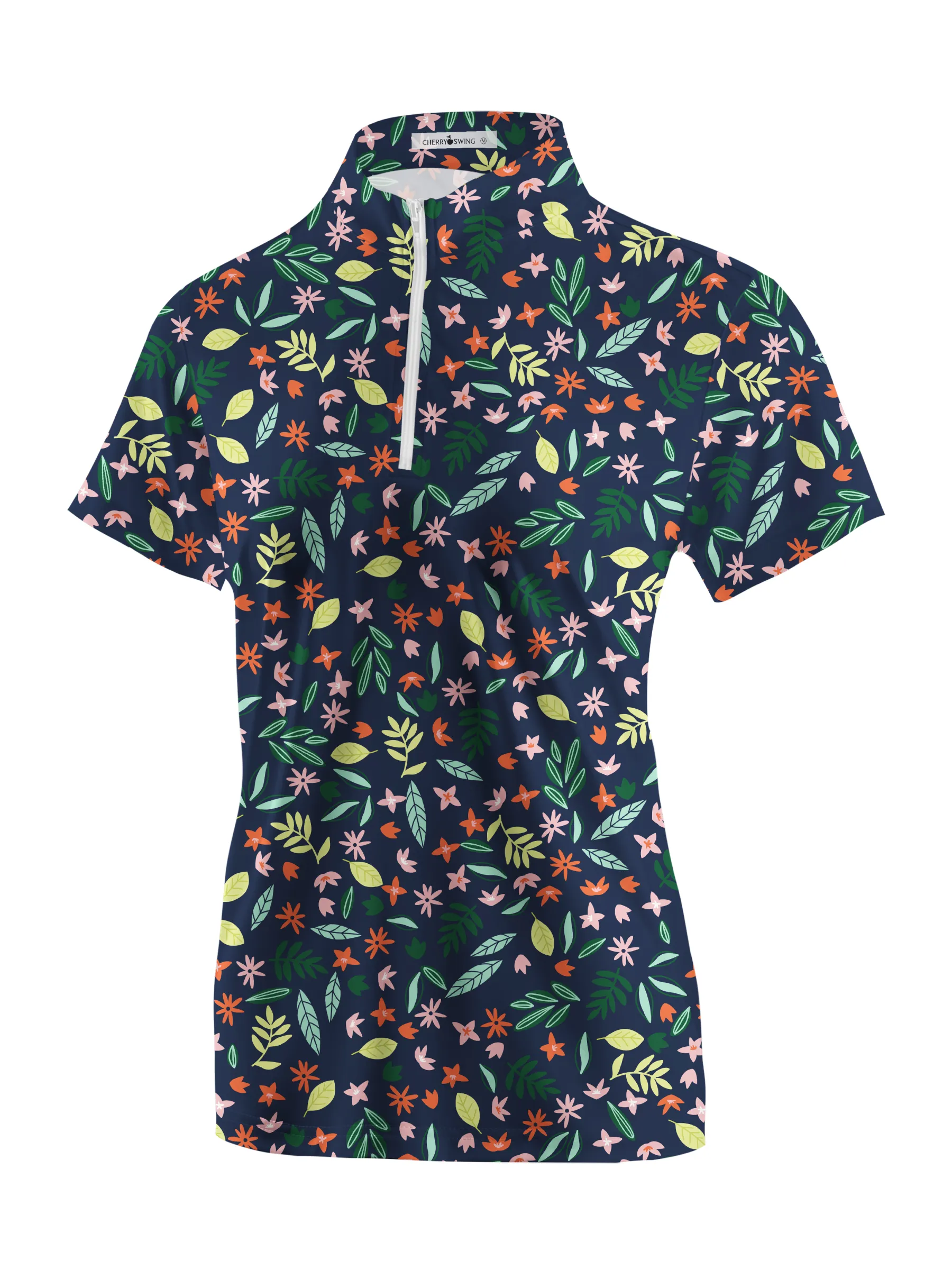 Cherryswing Women's Floral Print Short Sleeve Golf Shirt