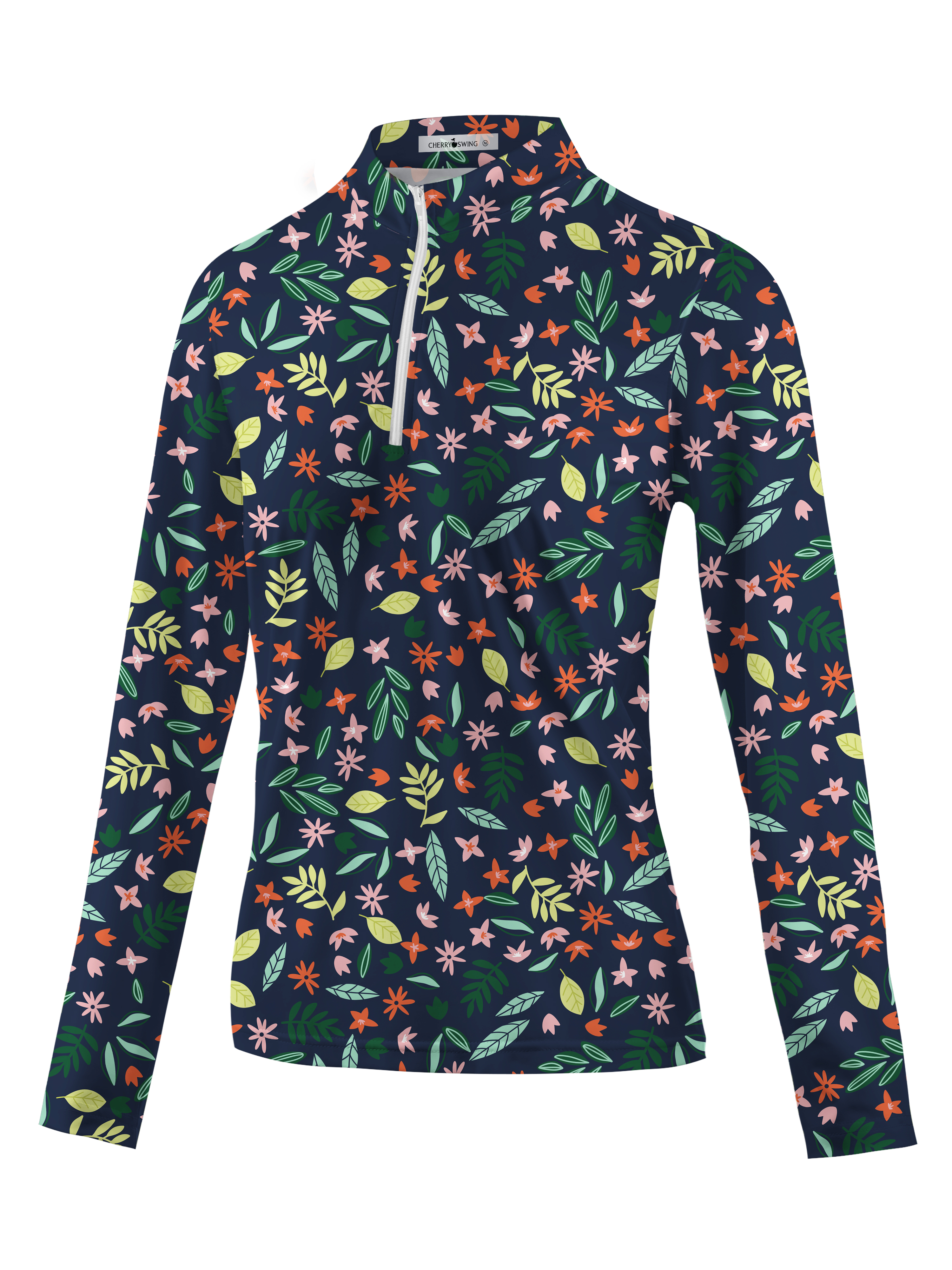 Cherryswing Women's Floral Print Long Sleeve Golf Shirt