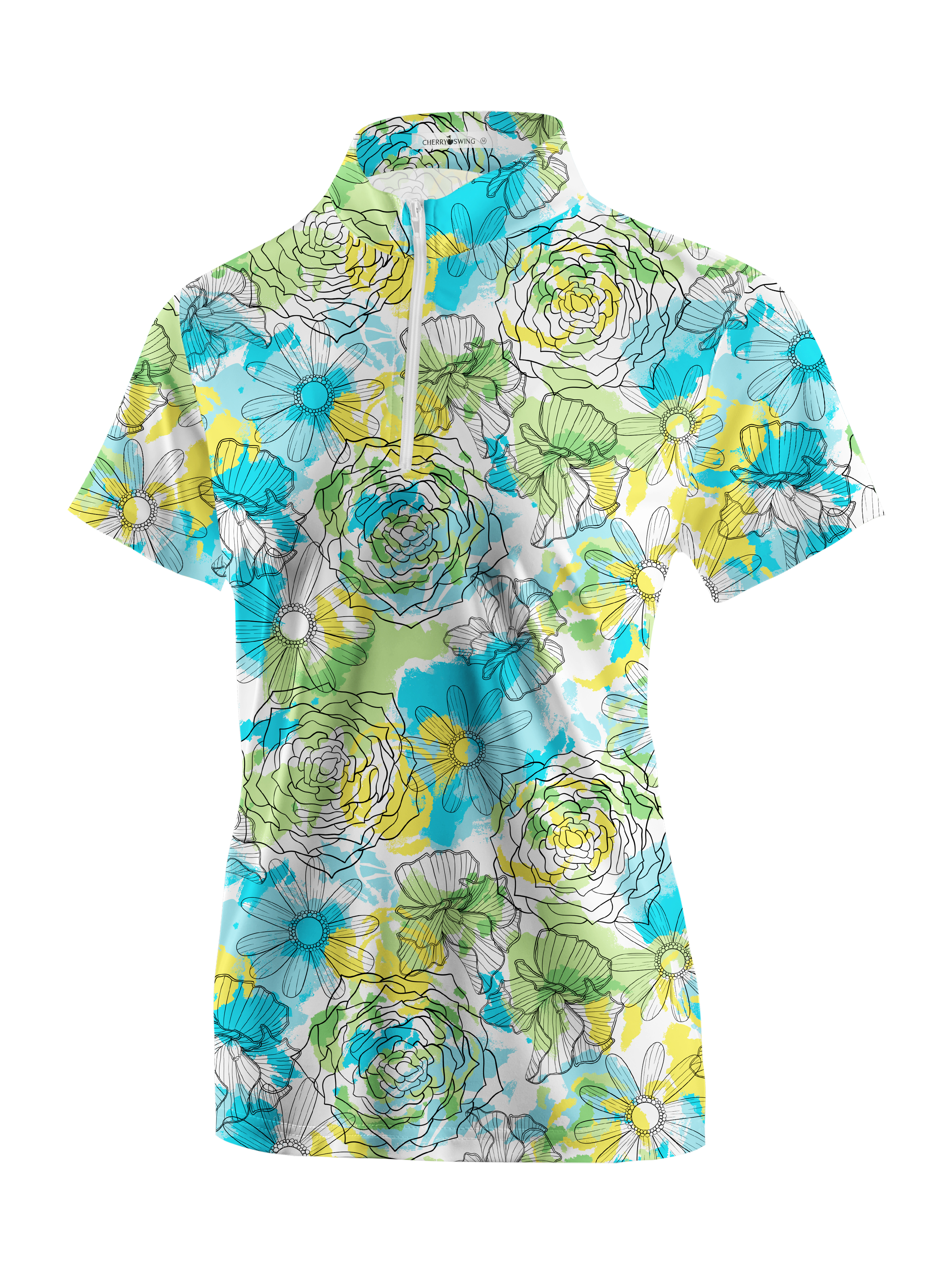 Cherryswing Women's Floral Pattern Short Sleeve Golf Shirt