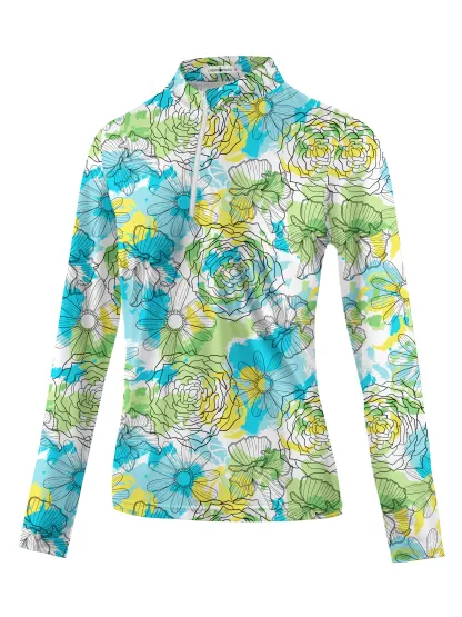 Cherryswing Women's Floral Pattern Long Sleeve Golf Shirt