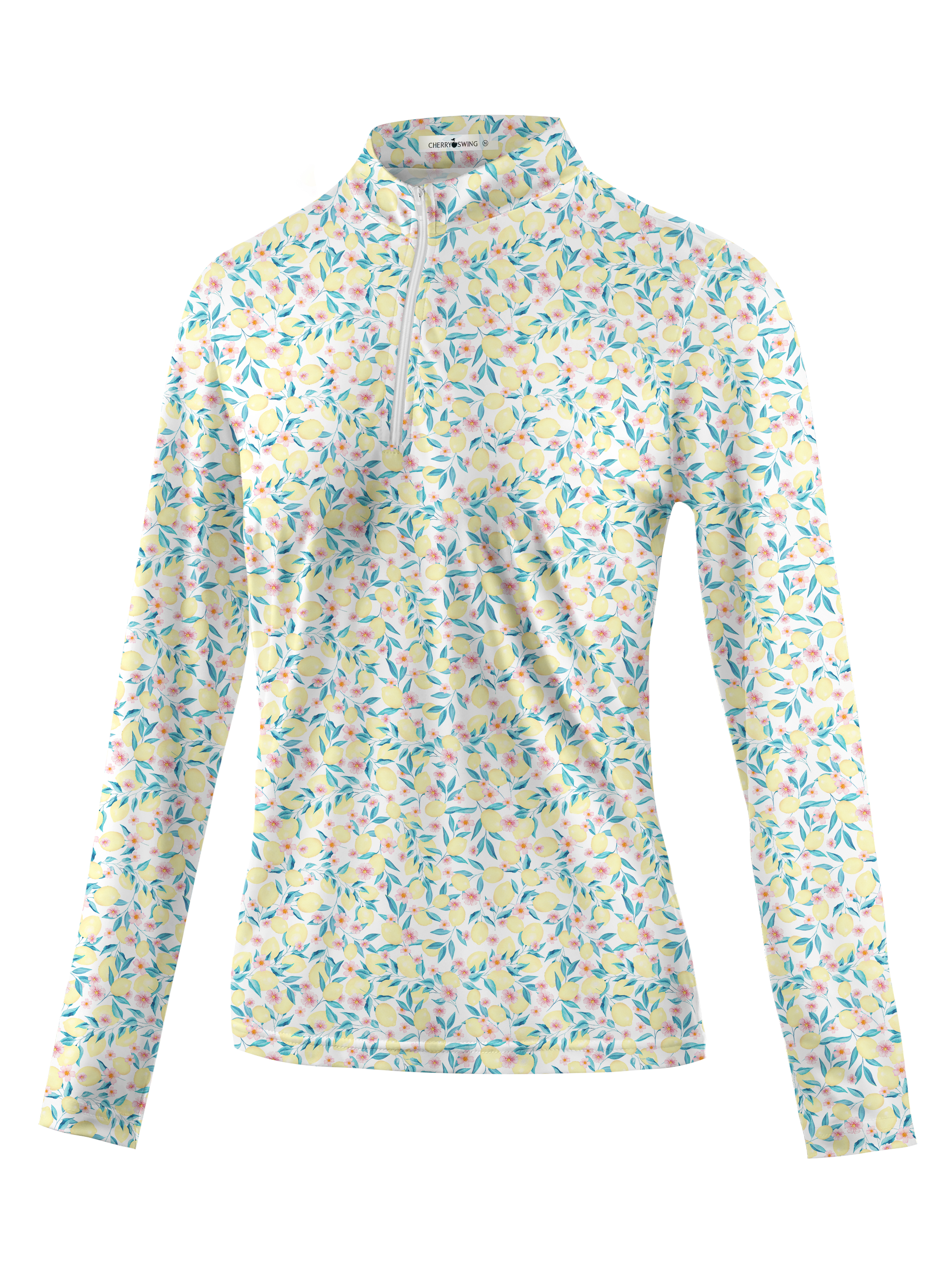 Cherryswing Women's Lemon Pattern Long Sleeve Golf Shirt