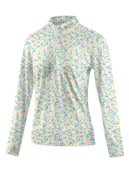 Cherryswing Women's Lemon Pattern Long Sleeve Golf Shirt