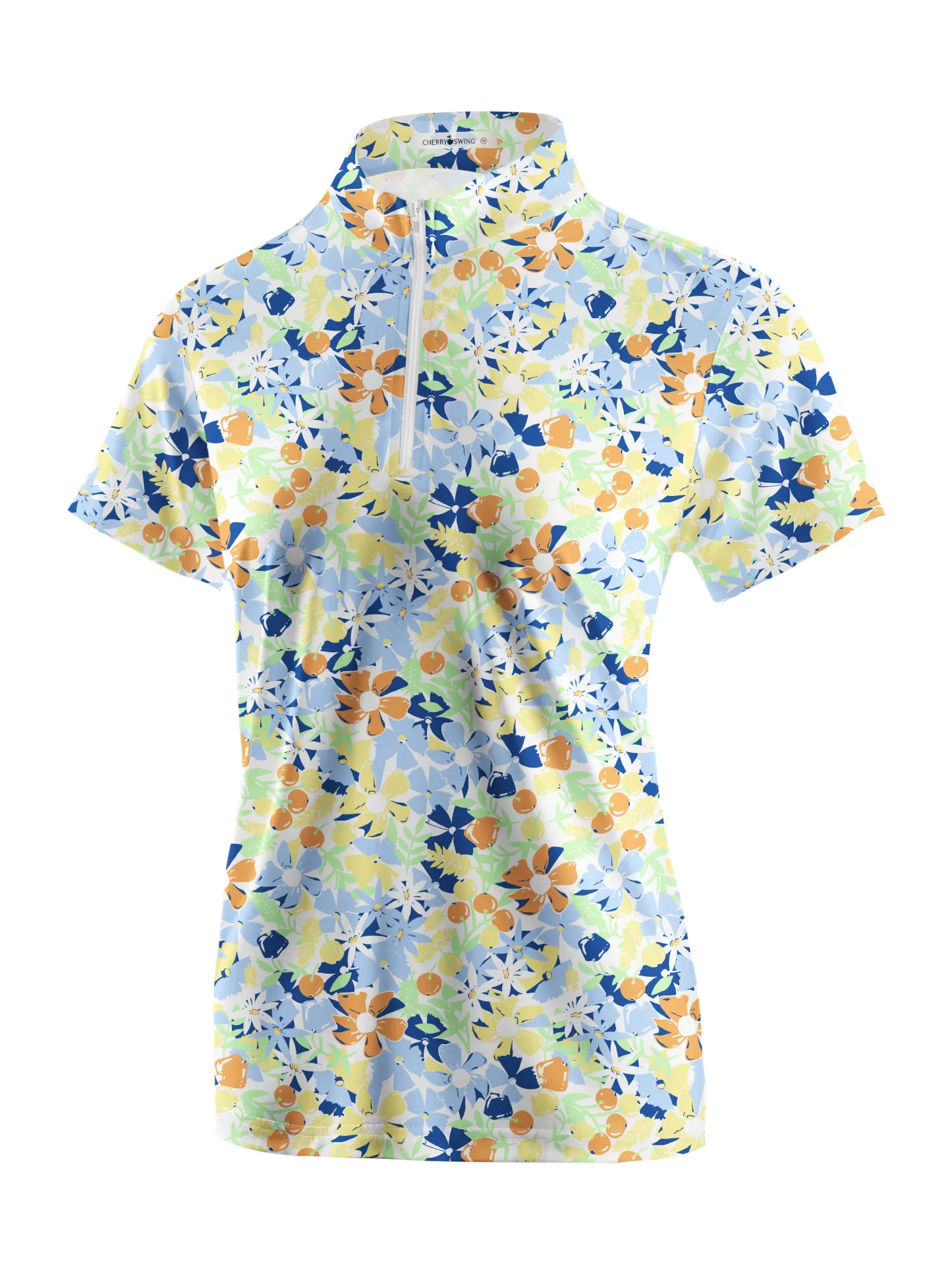 Cherryswing Women's Wildflowers Pattern Short Sleeve Golf Shirt