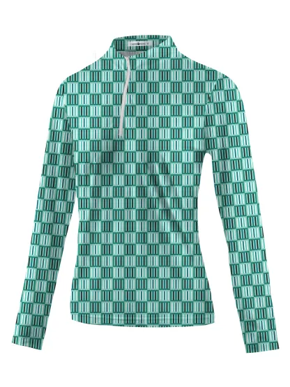 Cherryswing Women's Geometric Mastery Long Sleeve Golf Shirt
