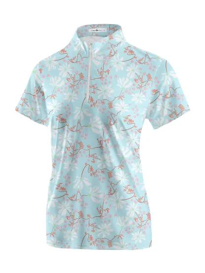 Cherryswing Women's Spring Blossom Short Sleeve Golf Shirt