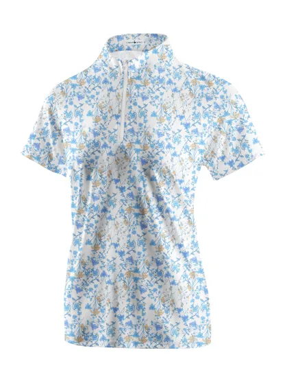 Cherryswing Women's Blue Floral Print Golf Polo