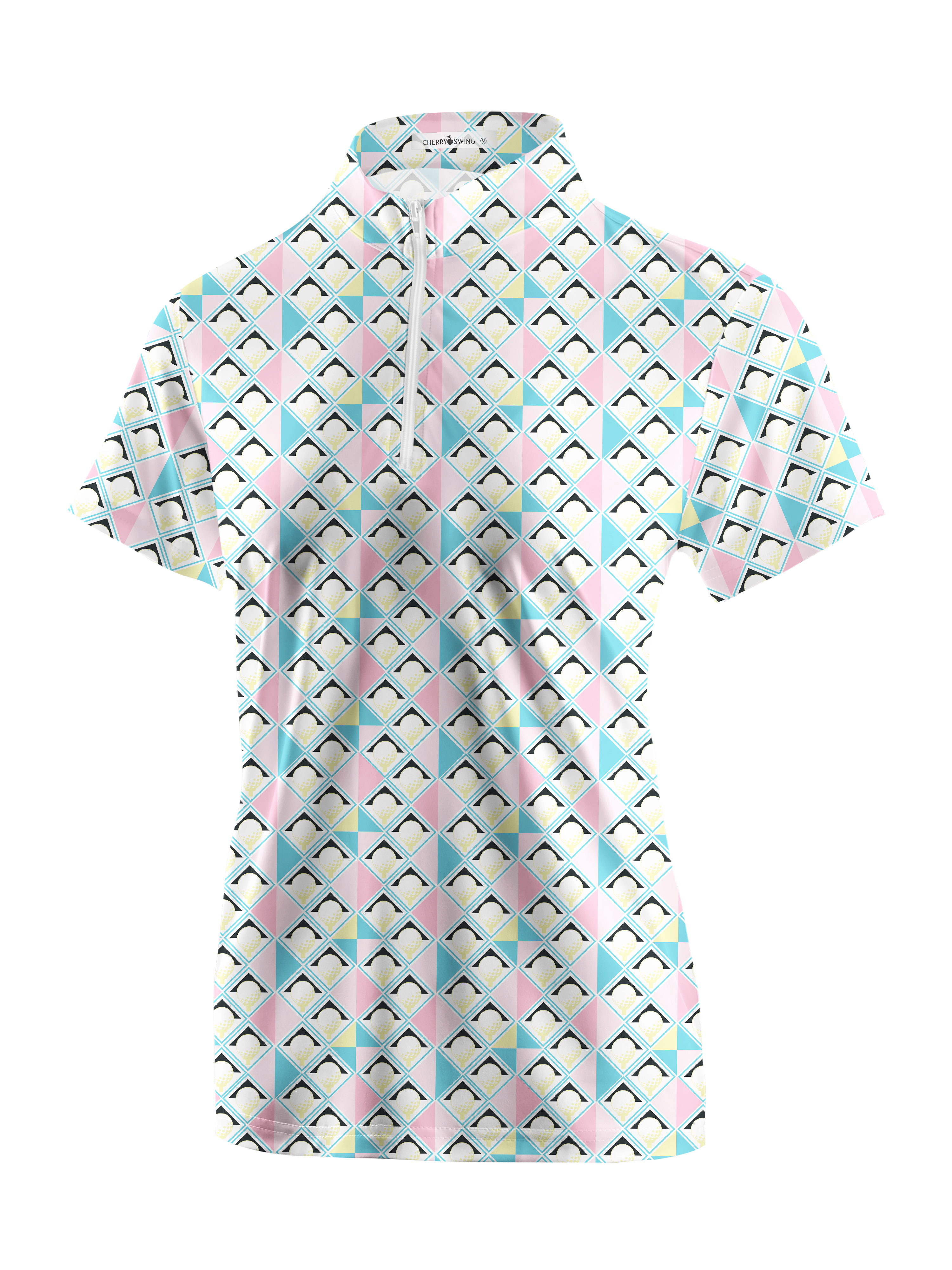 Cherryswing Women's Pastel Colors Geometric Short Sleeve Golf Shirt