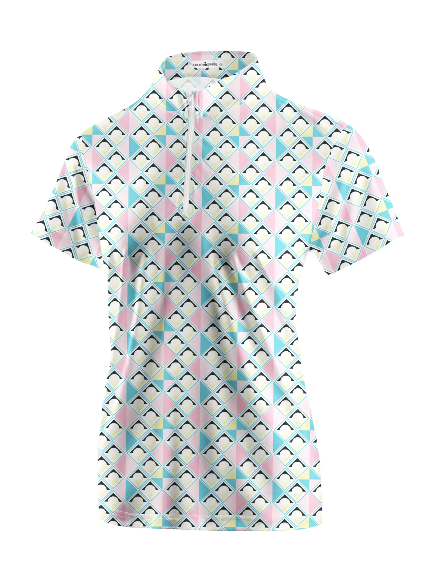 Cherryswing Women's Pastel Colors Geometric Short Sleeve Golf Shirt