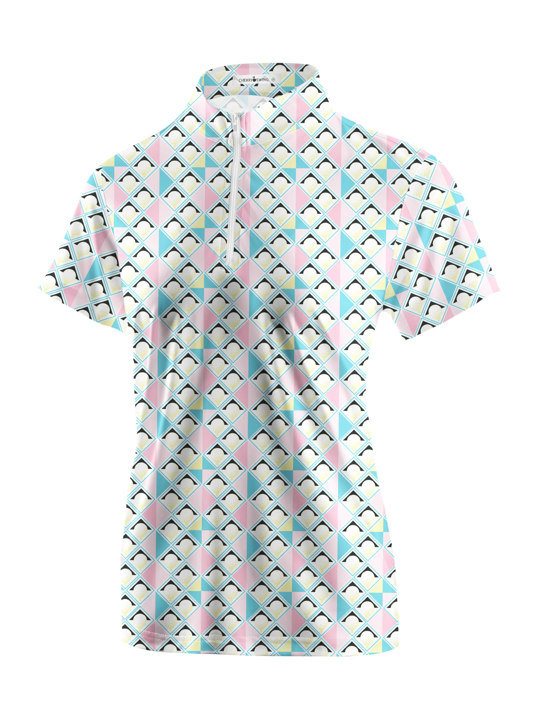 Cherryswing Women's Pastel Colors Geometric Short Sleeve Golf Shirt