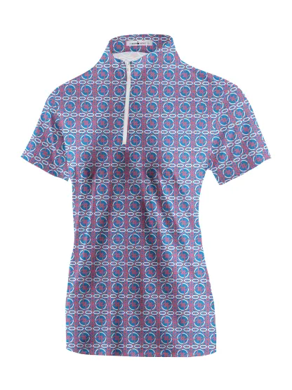 Cherryswing Women's Circular Motifs Short Sleeve Golf Shirt