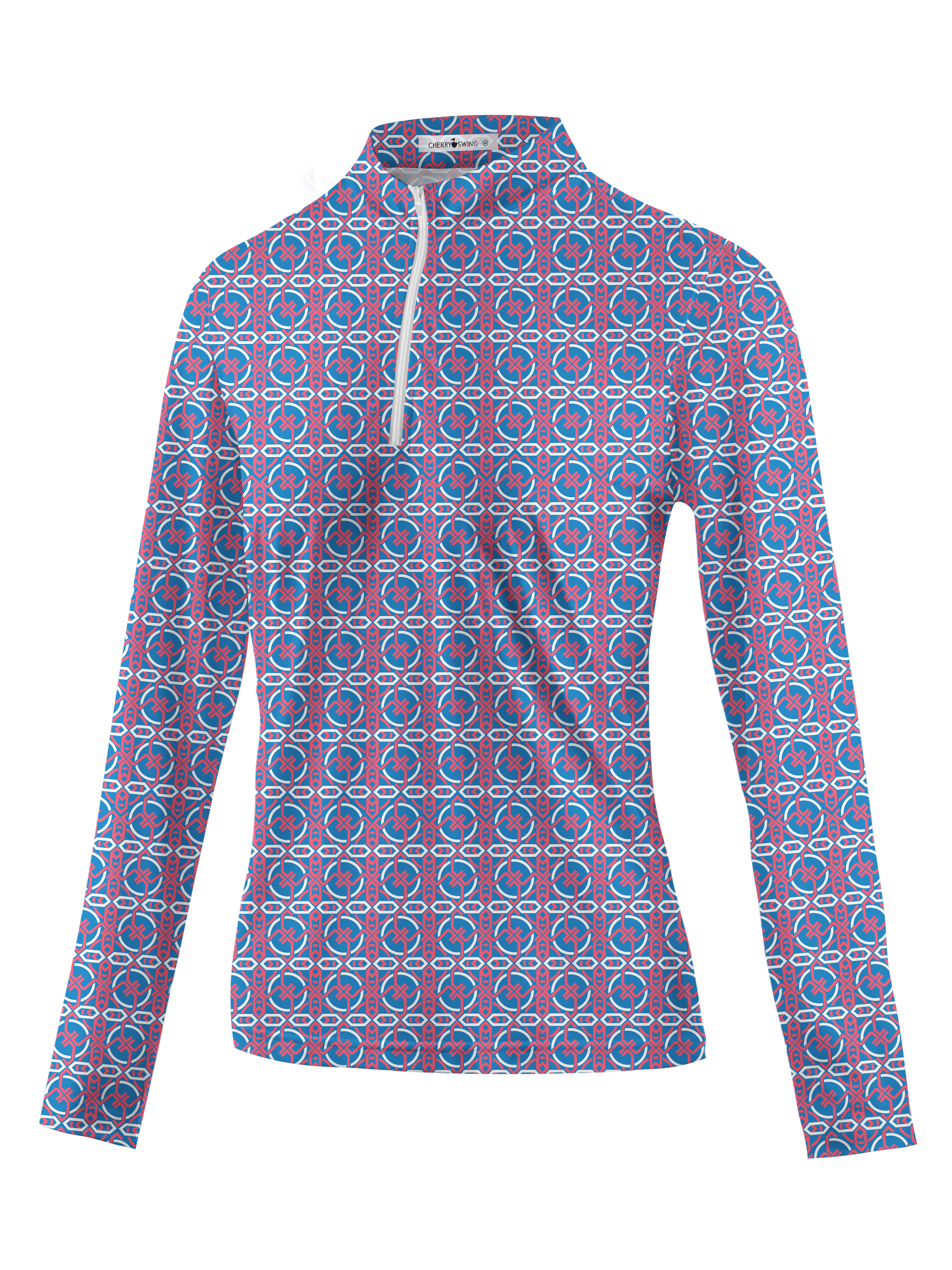 Cherryswing Women's Circular Motifs Long Sleeve Golf Shirt