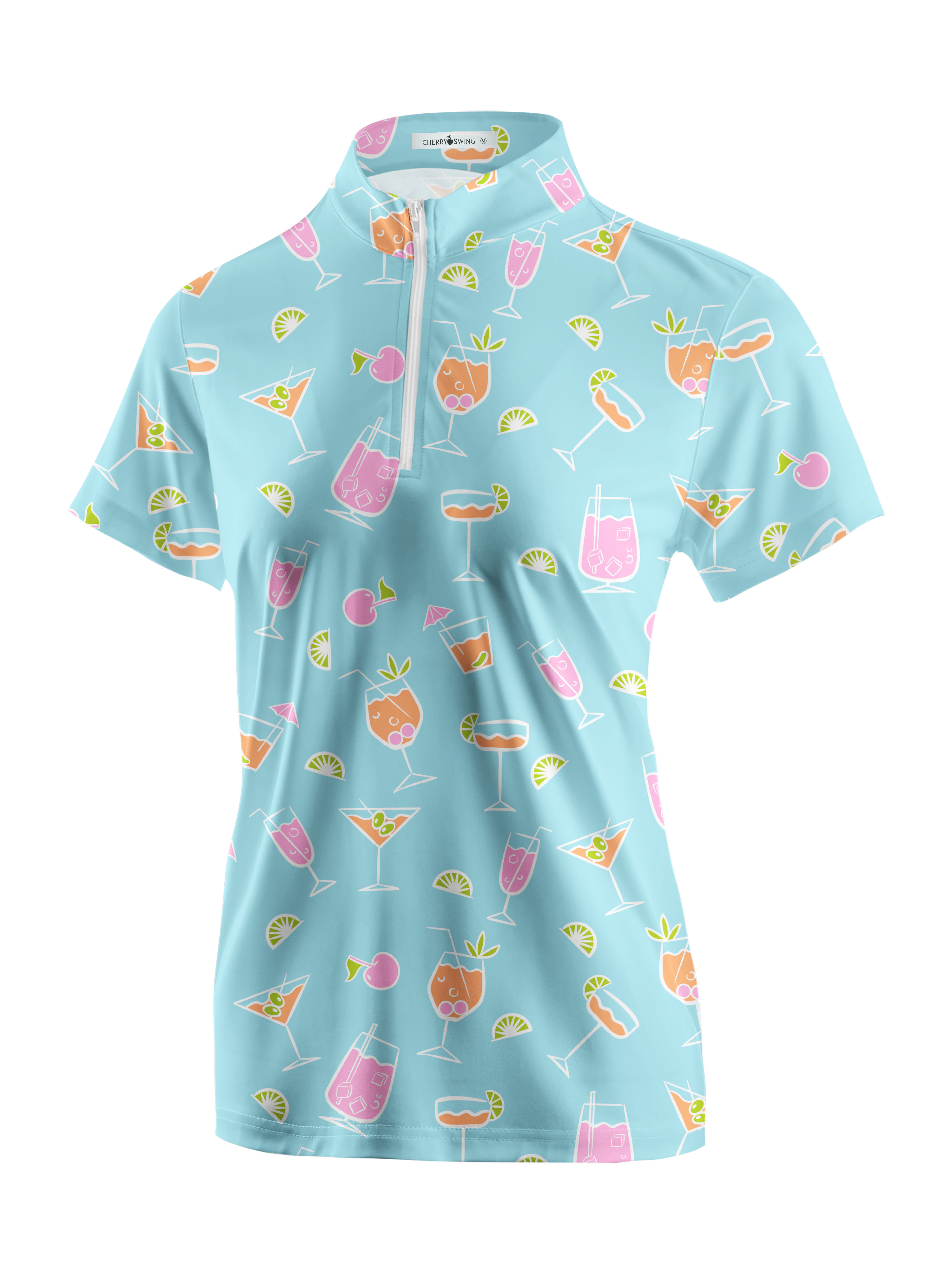 Cherryswing Women's Refreshing Cocktails Short Sleeve Golf Shirt