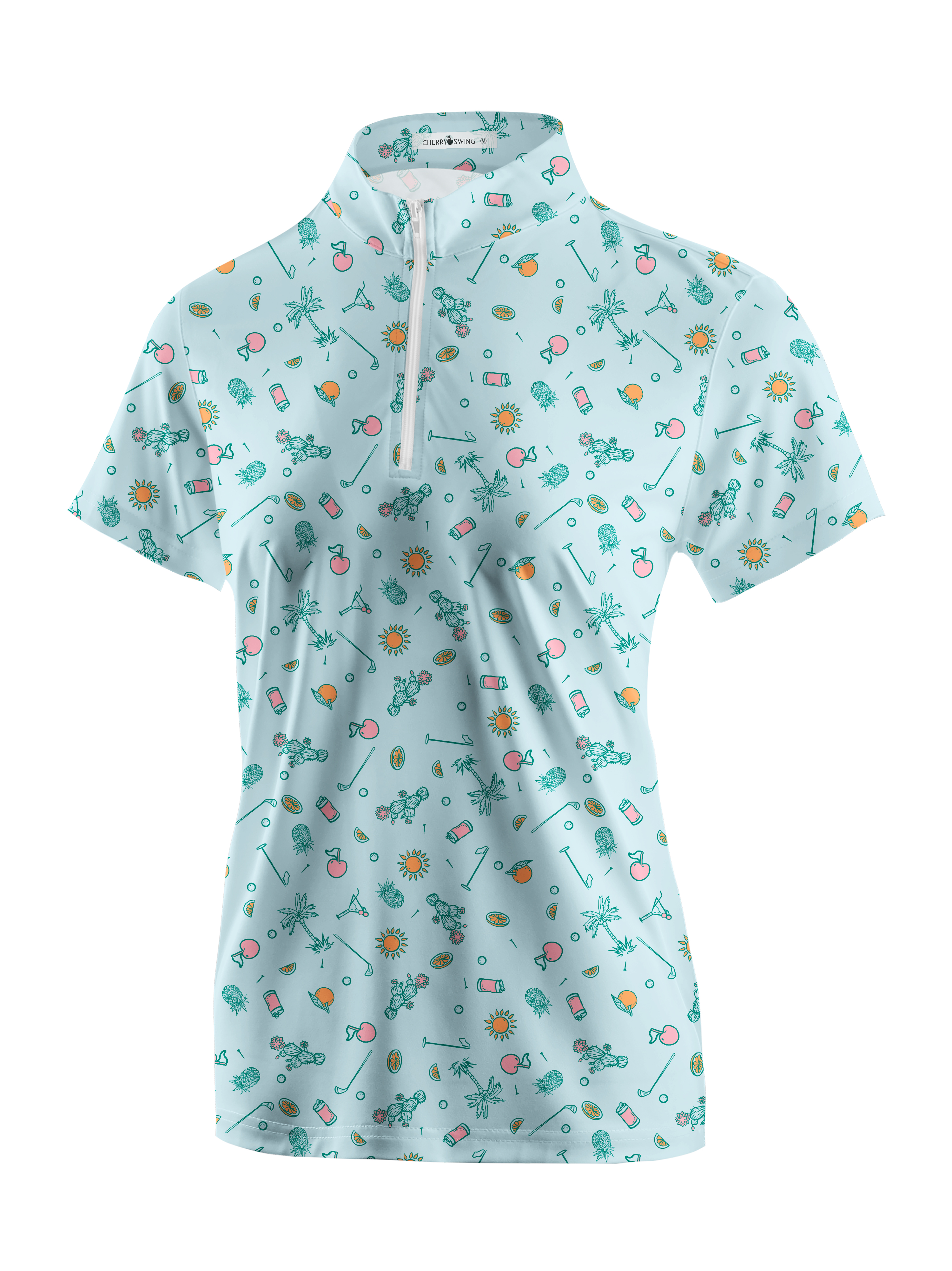 Cherryswing Women's Tropical Vacation Short Sleeve Golf Shirt