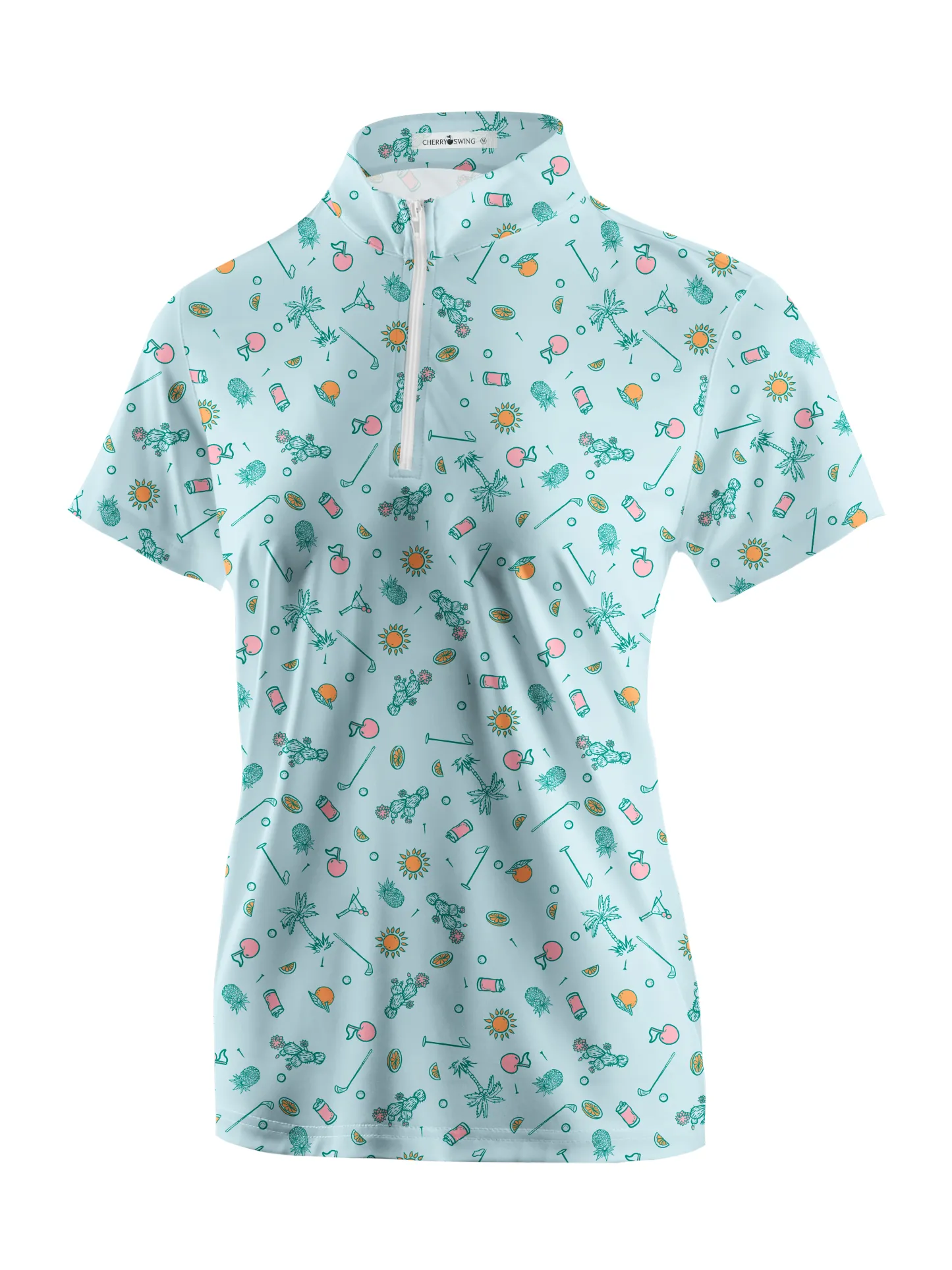 Cherryswing Women's Tropical Vacation Short Sleeve Golf Shirt