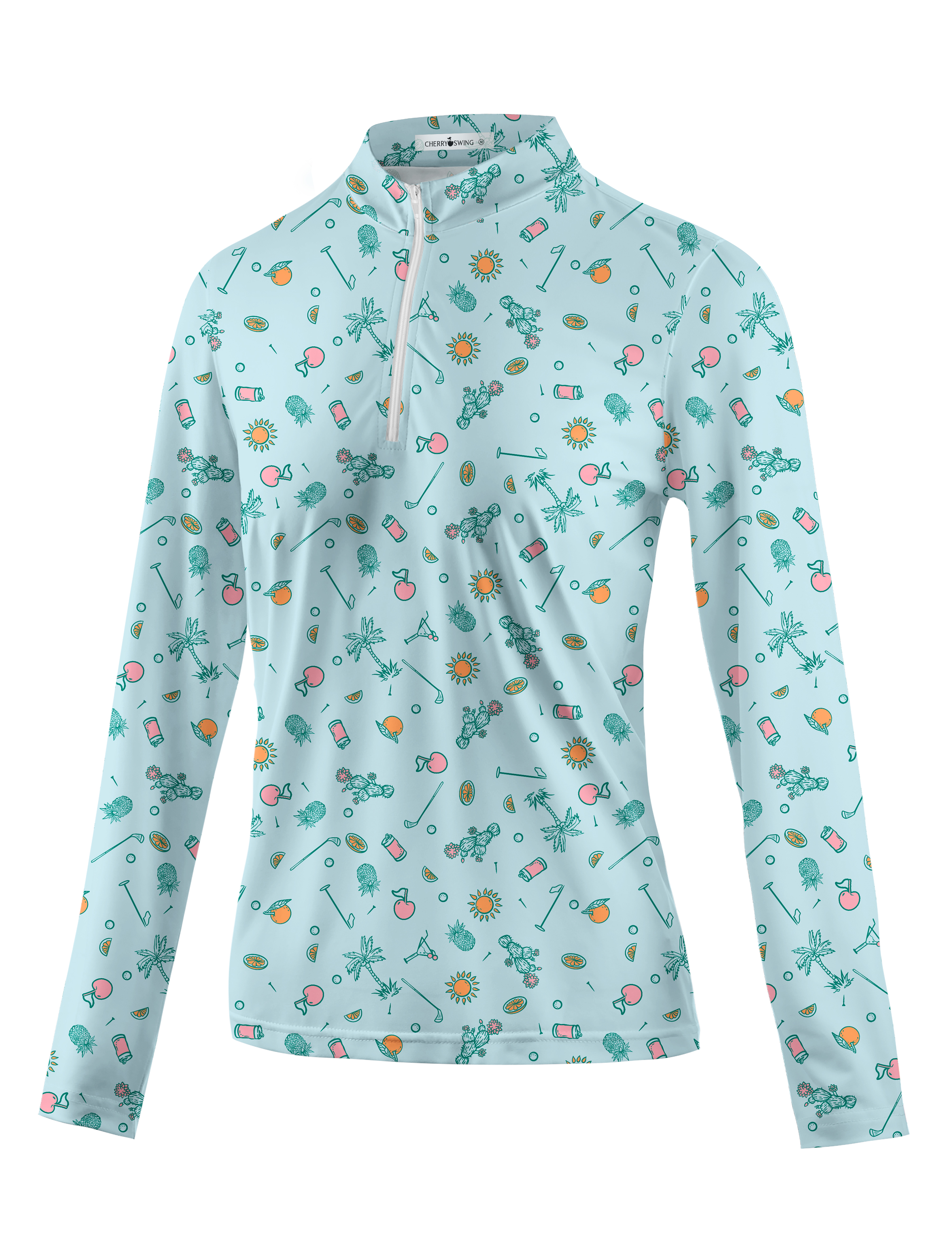 Cherryswing Women's Tropical Vacation Long Sleeve Golf Shirt