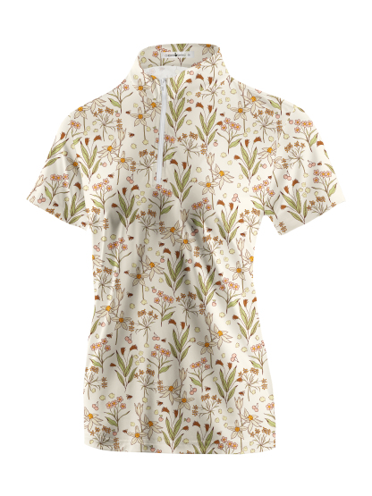 Cherryswing Women's Fantasy Flowers Short Sleeve Golf Shirt