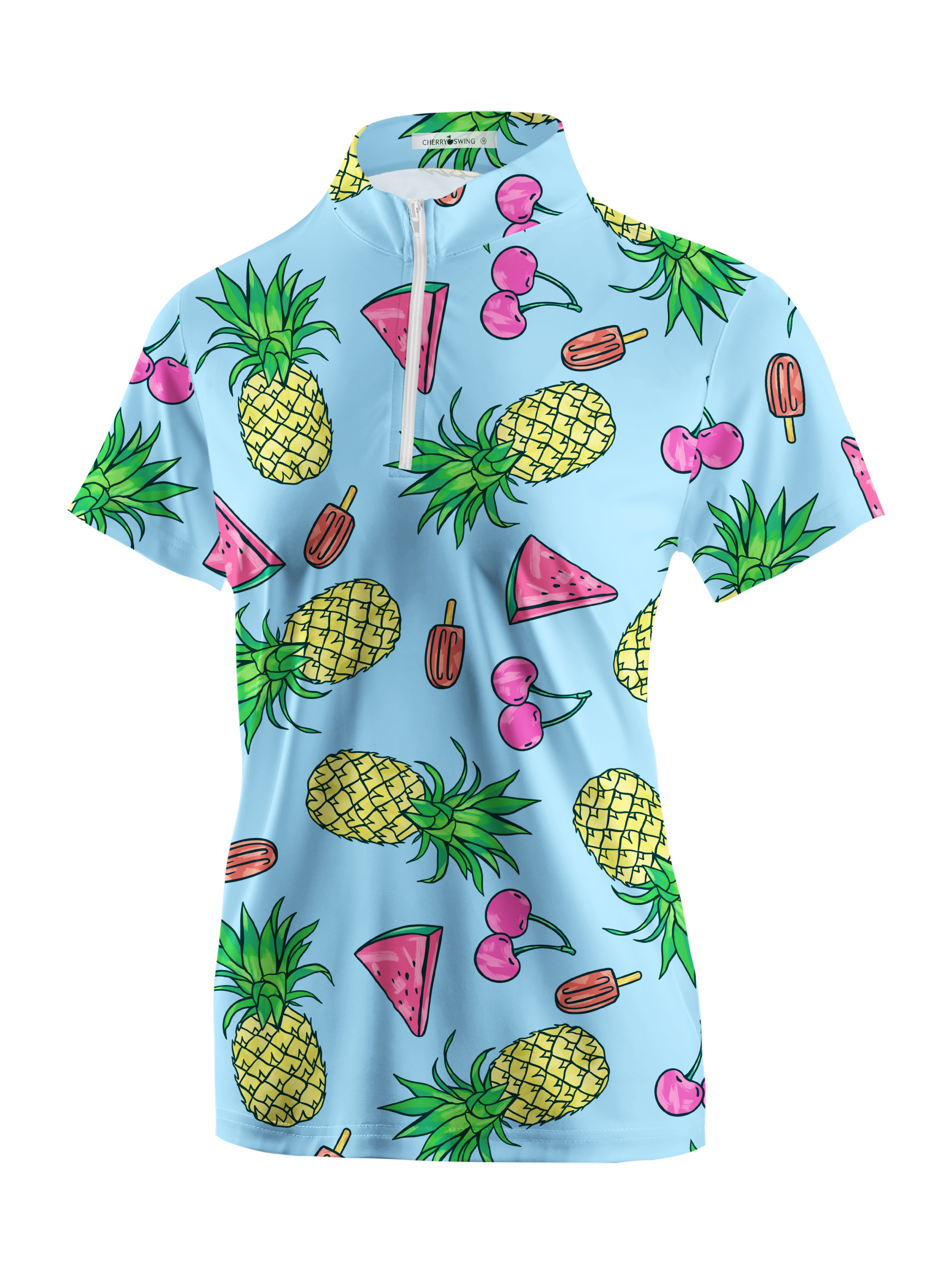 Cherryswing Women's Fruit Print Short Sleeve Golf Shirt