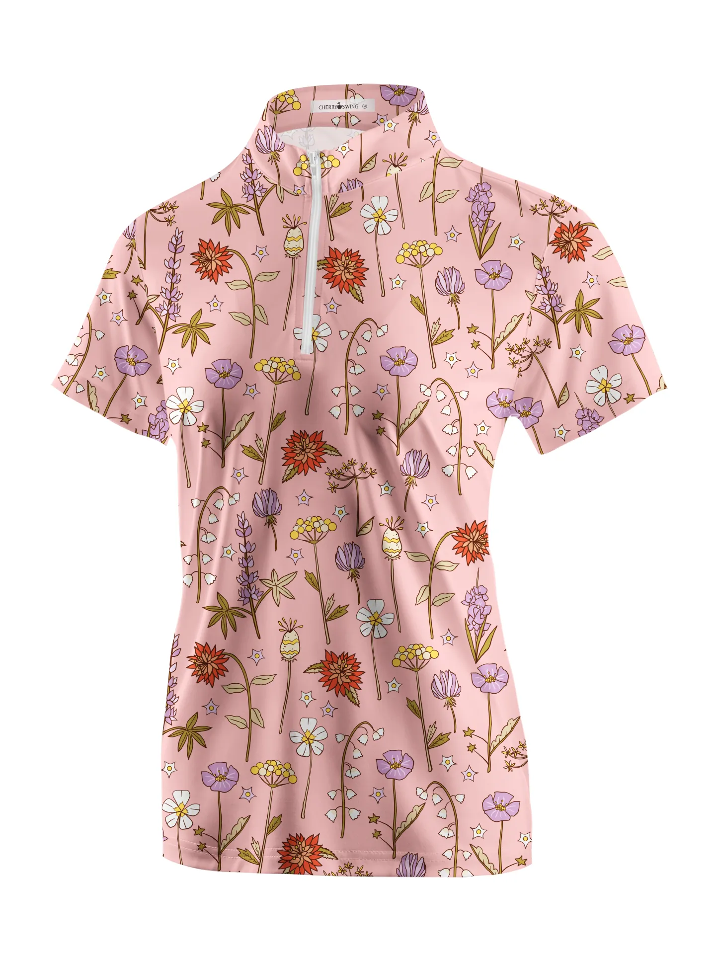 Cherryswing Women's Spring Meadow Symbols Short Sleeve Golf Shirt