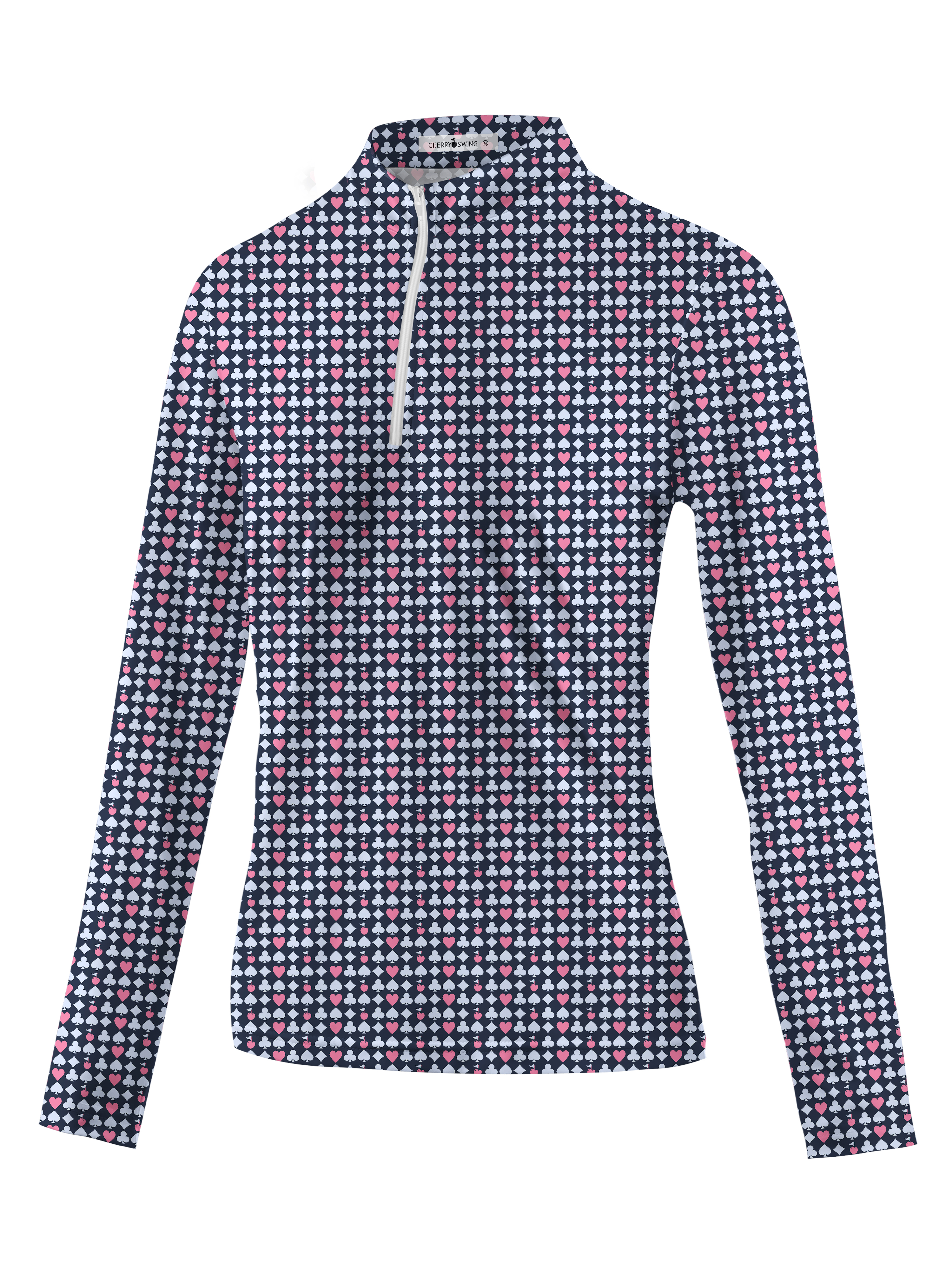 Cherryswing Women's Poker Print Long Sleeve Golf Shirt