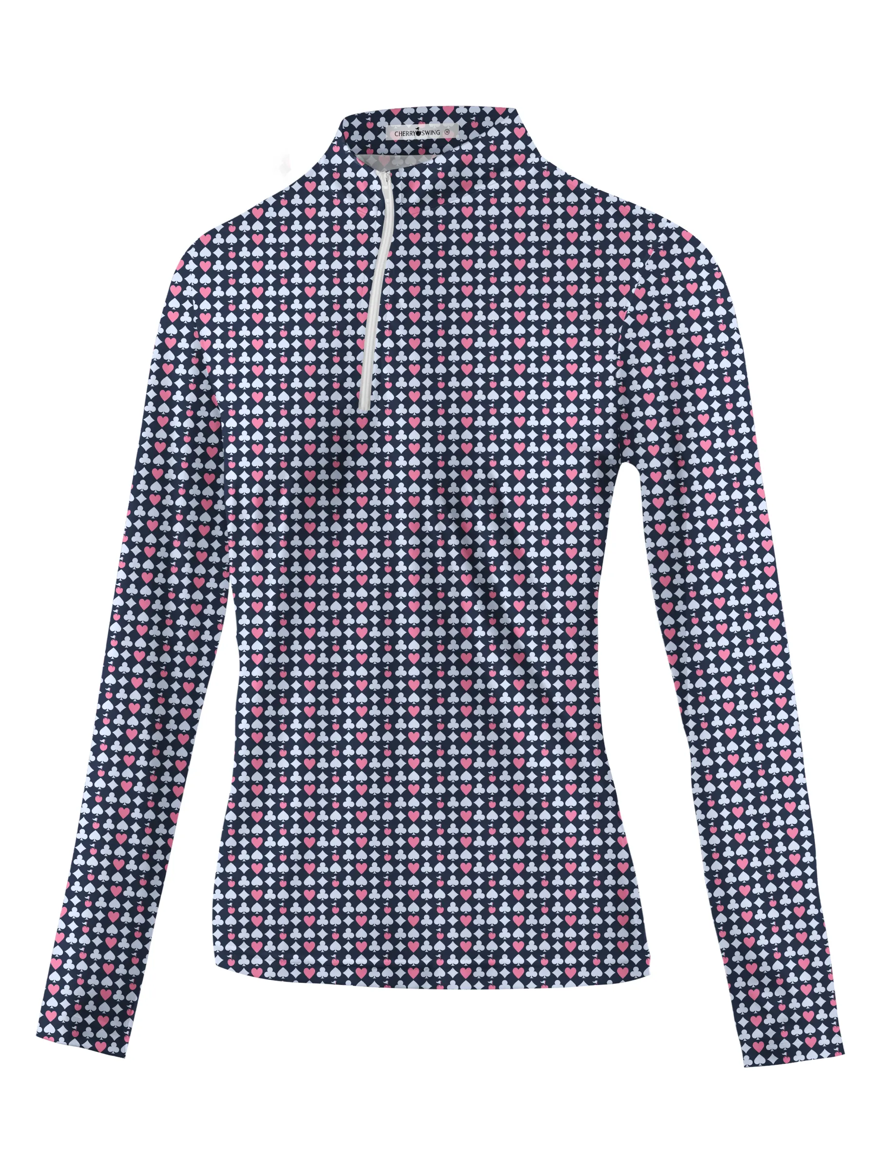 Cherryswing Women's Poker Print Long Sleeve Golf Shirt