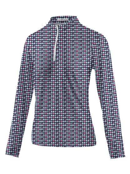 Cherryswing Women's Poker Print Long Sleeve Golf Shirt