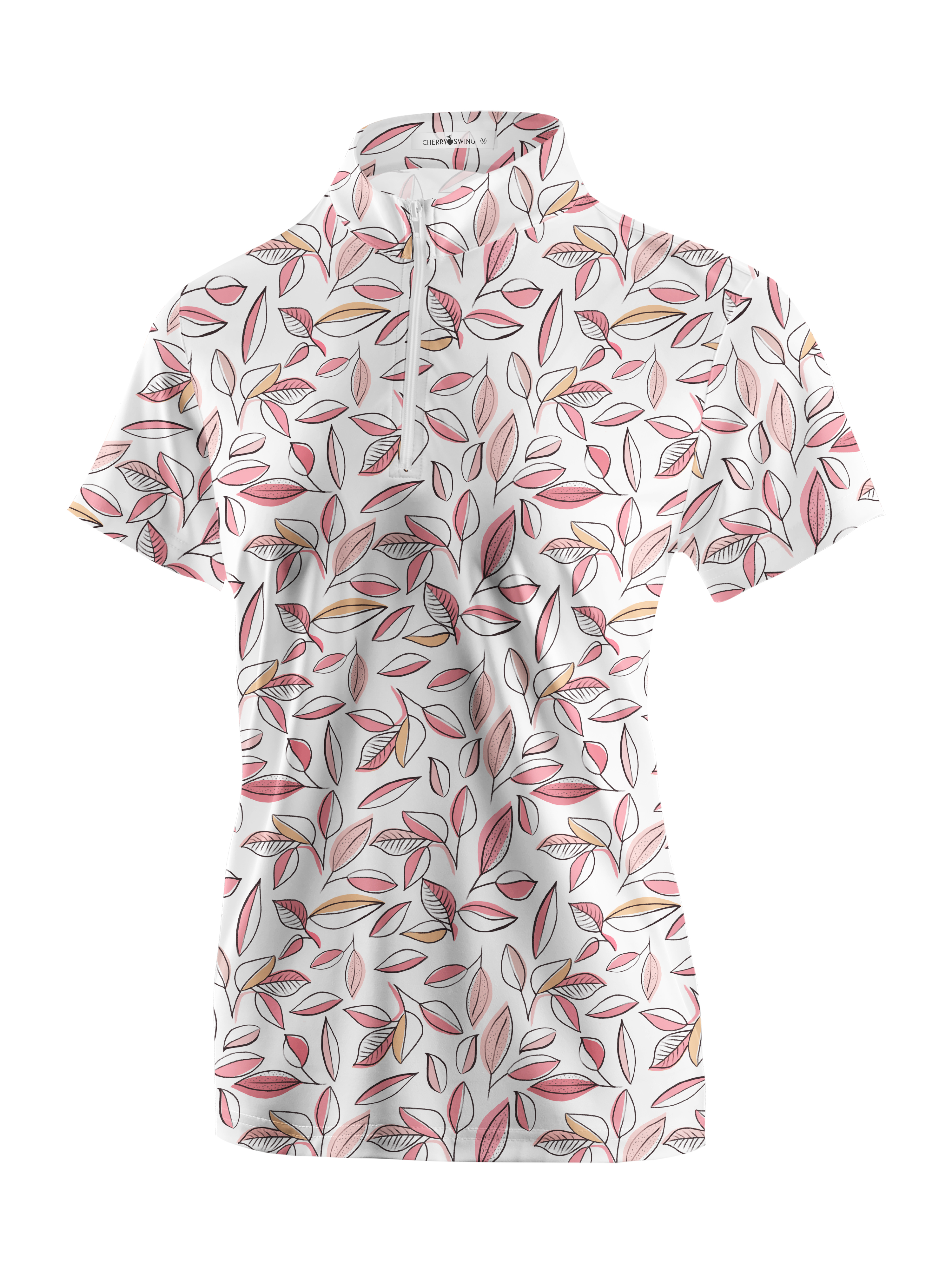 Cherryswing Women's Autumn Leaves Short Sleeve Golf Shirt