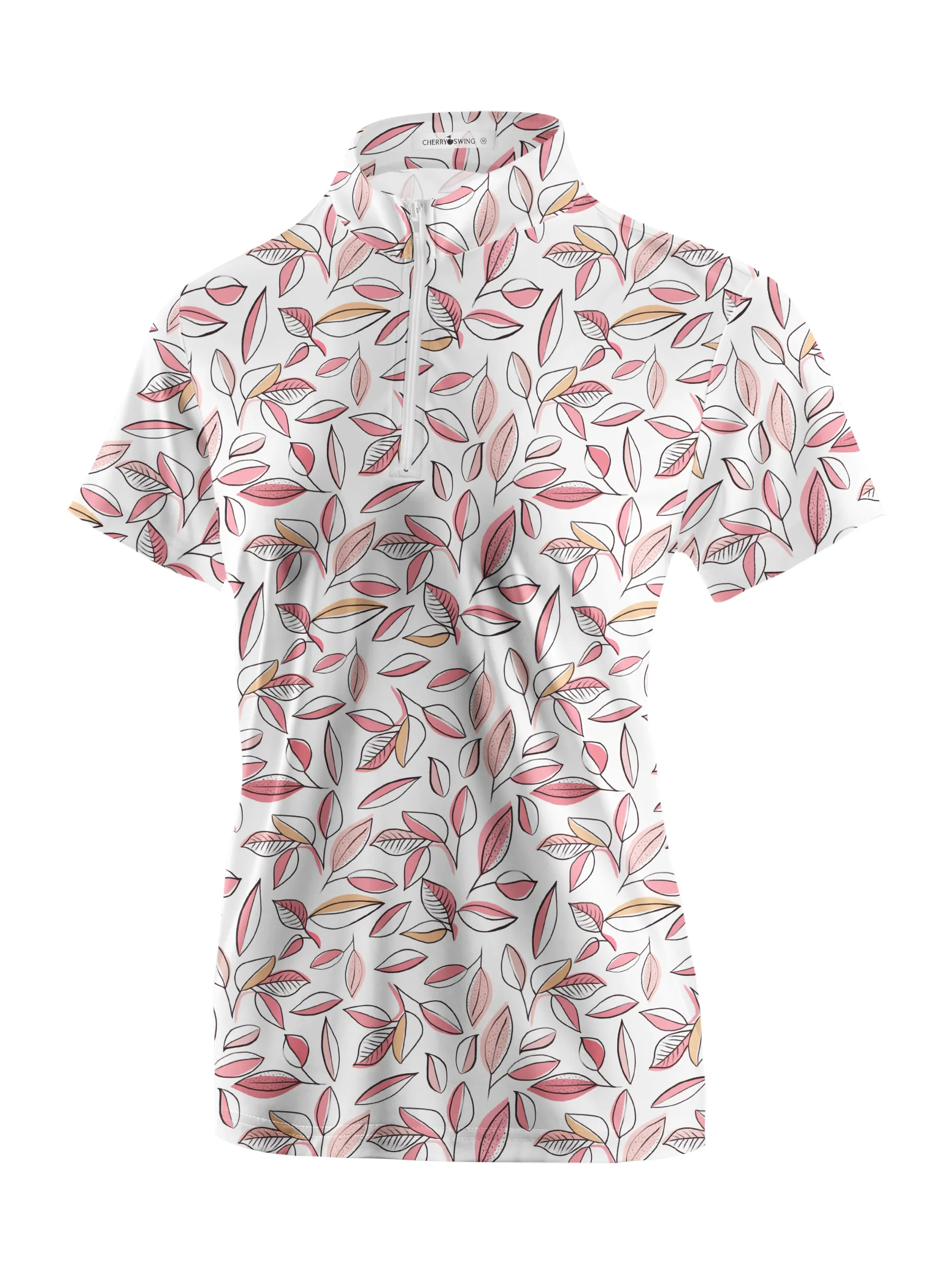 Cherryswing Women's Autumn Leaves Short Sleeve Golf Shirt