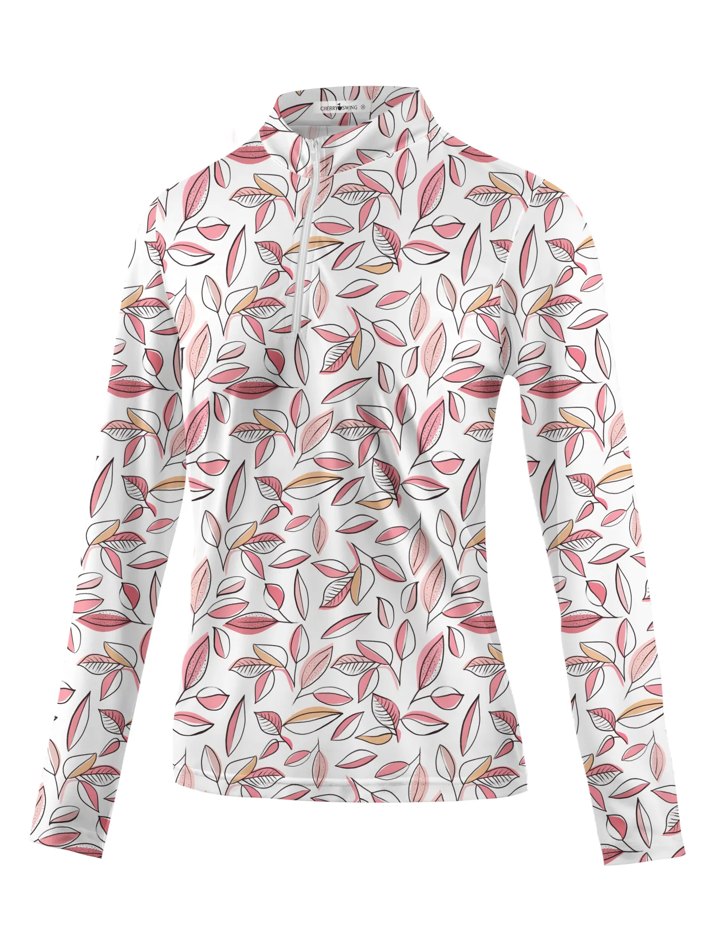 Cherryswing Women's Autumn Leaves Long Sleeve Golf Shirt