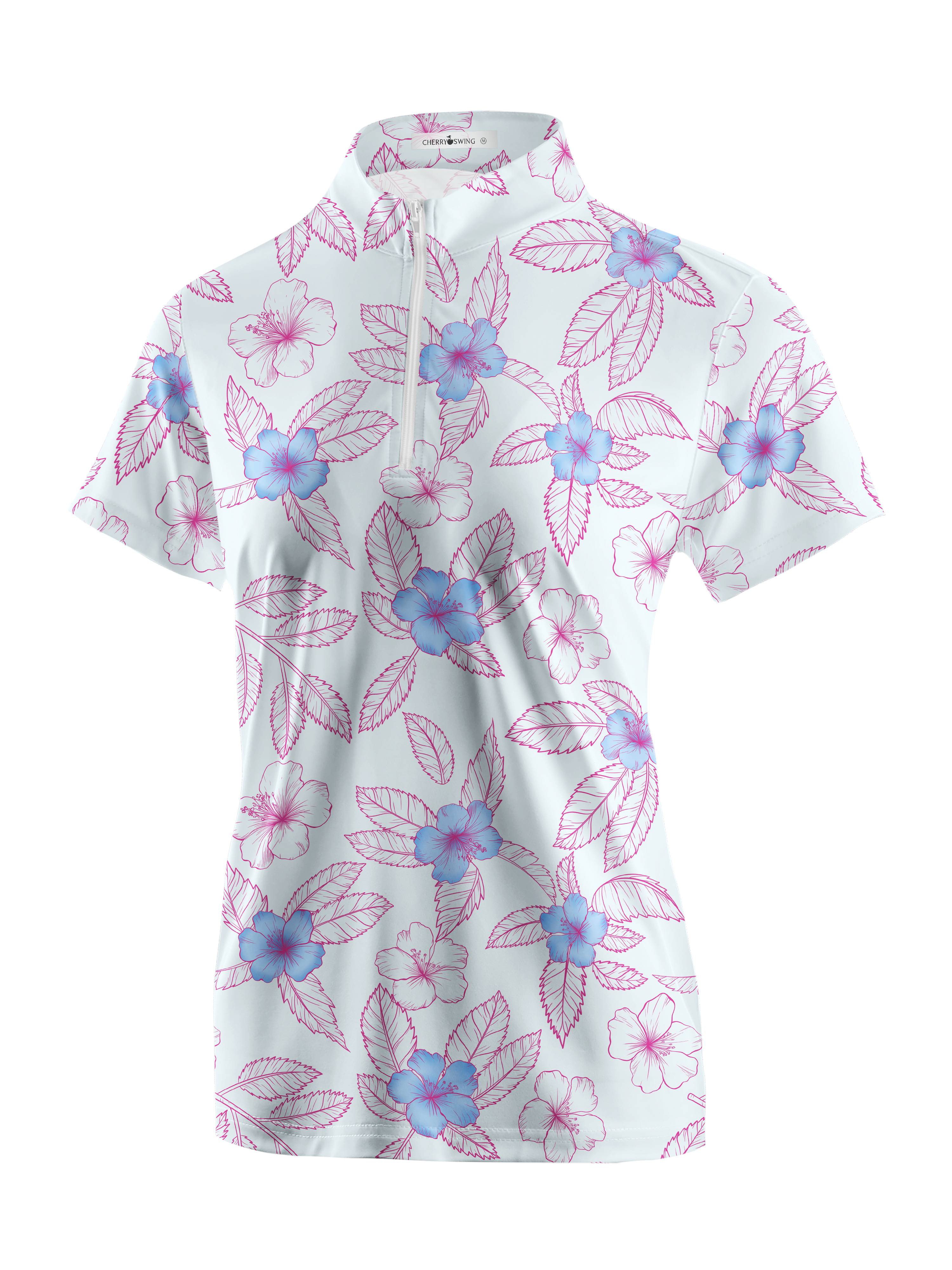 Cherryswing Women's Flowers Golf Short Sleeve Polo Shirt