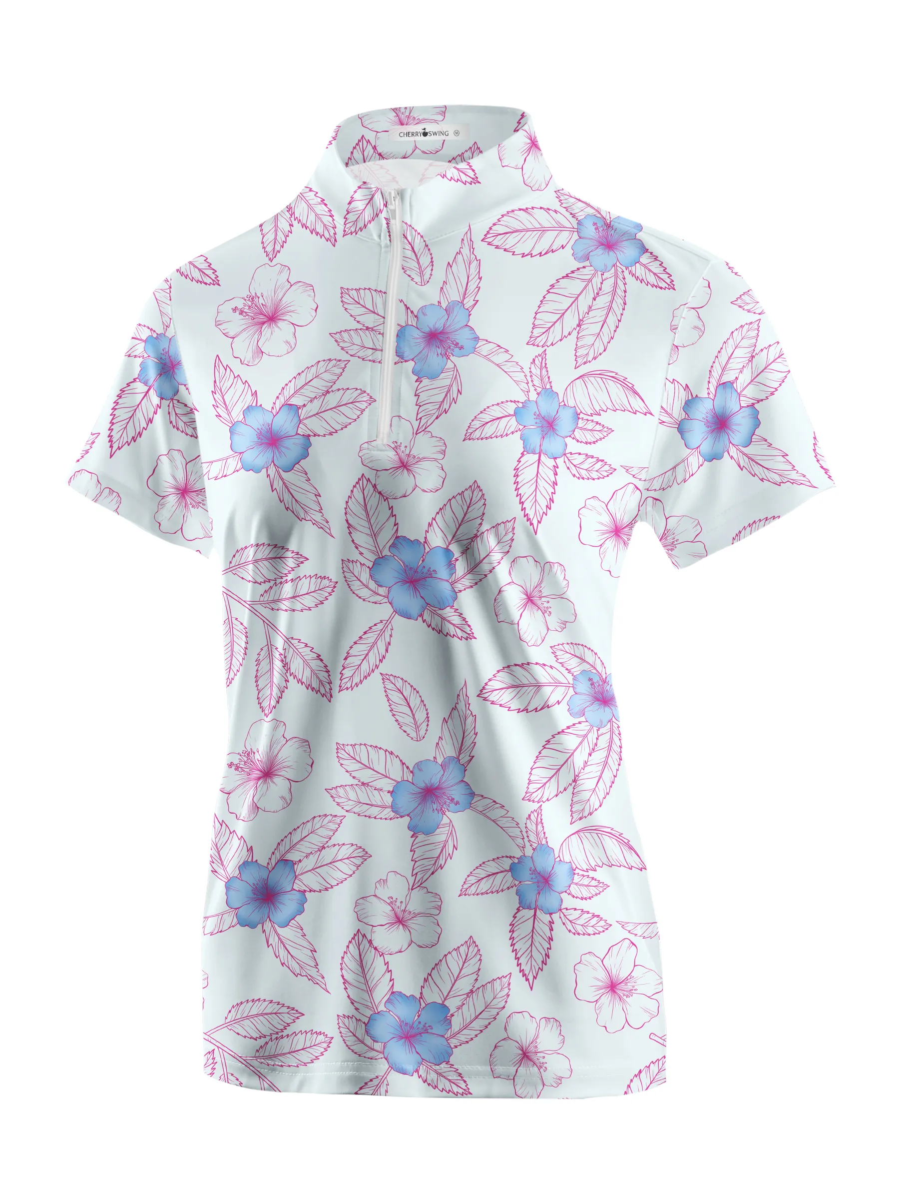 Cherryswing Women's Flowers Golf Short Sleeve Polo Shirt