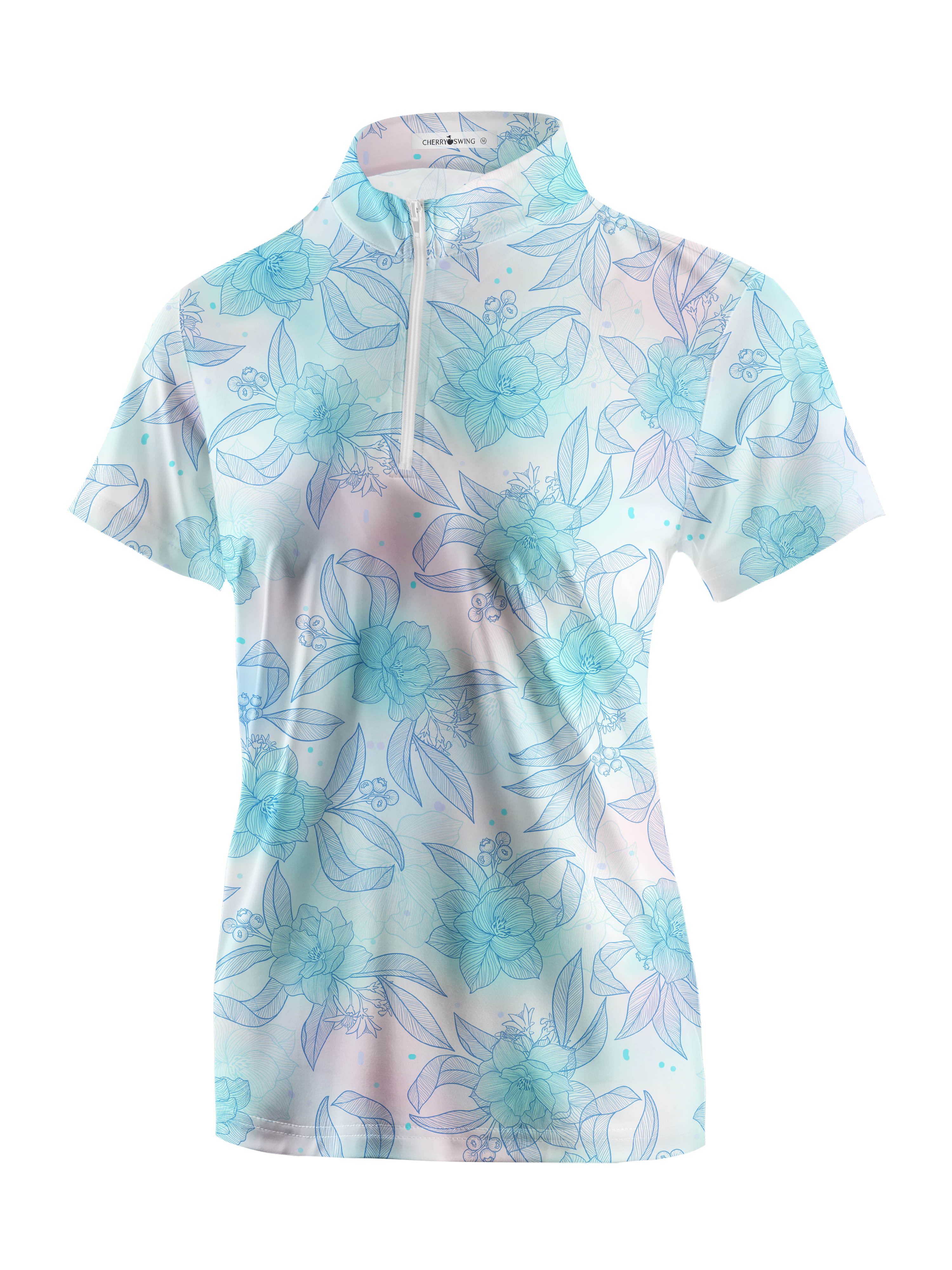 Cherryswing Women's Impressionist Blooms Golf Short Sleeve Polo Shirt