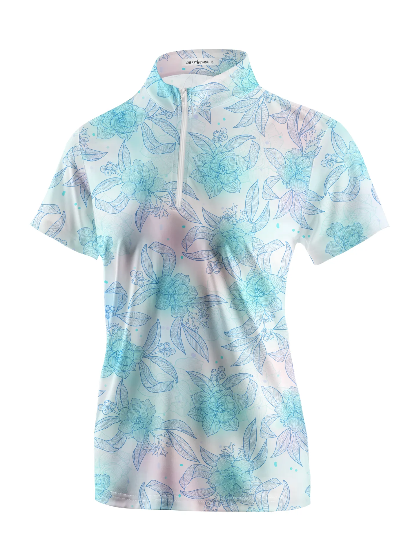 Cherryswing Women's Impressionist Blooms Golf Short Sleeve Polo Shirt