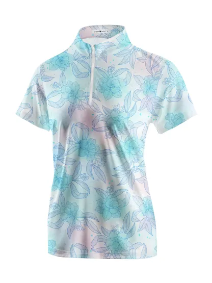 Cherryswing Women's Impressionist Blooms Golf Short Sleeve Polo Shirt