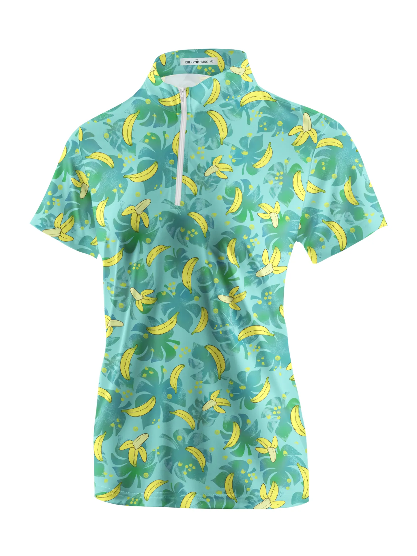 Cherryswing Women's Hawaiian Banana Golf Short Sleeve Polo Shirt