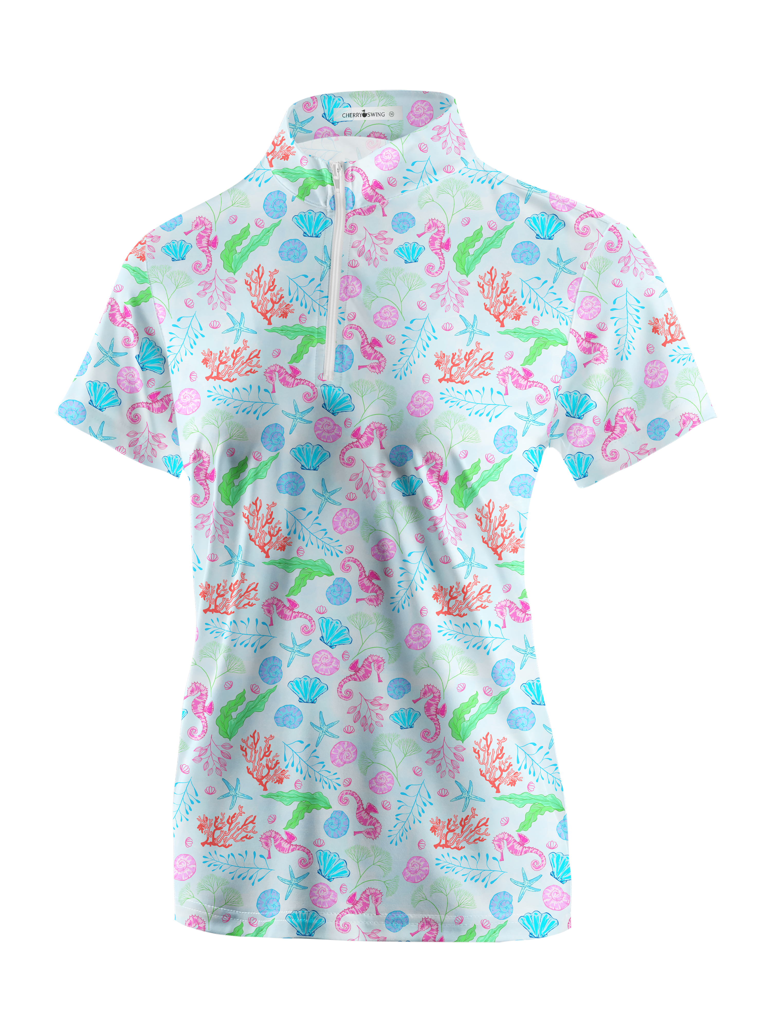 Cherryswing Women's Seashells and Starfish Golf Short Sleeve Polo Shirt