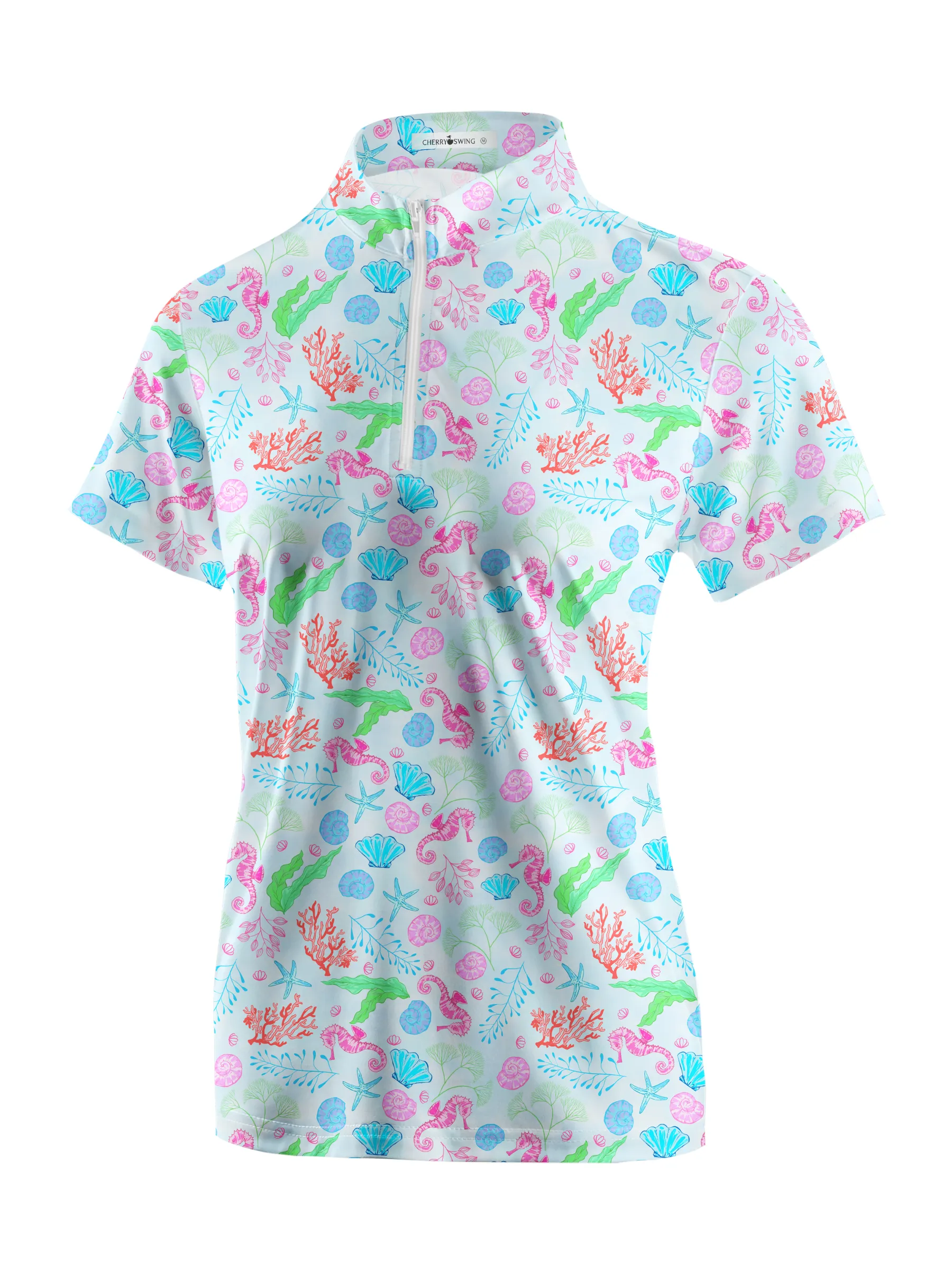 Cherryswing Women's Seashells and Starfish Golf Short Sleeve Polo Shirt