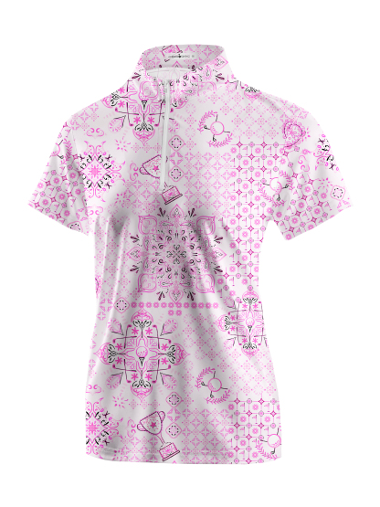 Cherryswing Women's Ethnic Pattern Golf Short Sleeve Polo Shirt