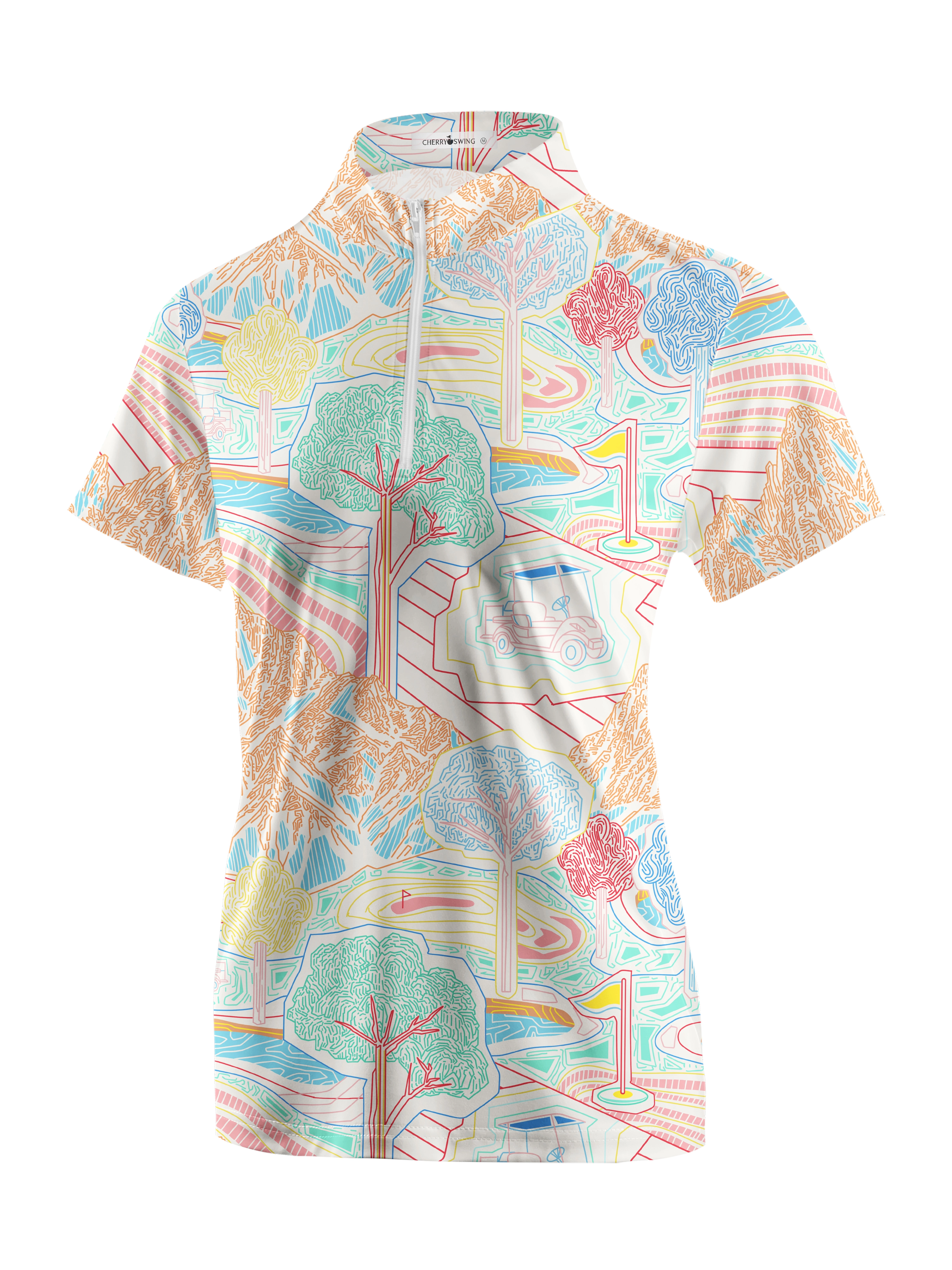 Cherryswing Women's Fantasy Golf Course Golf Short Sleeve Polo Shirt