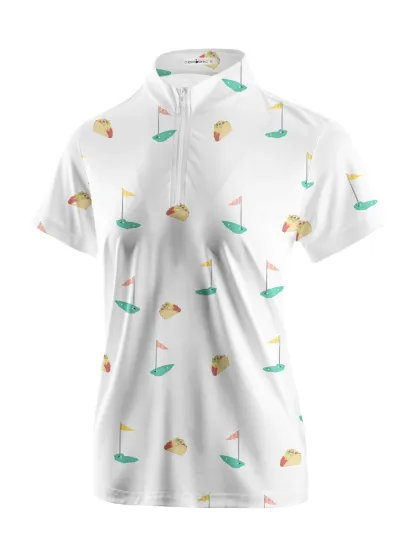Cherryswing Women's Playful Design Golf Short Sleeve Polo Shirt