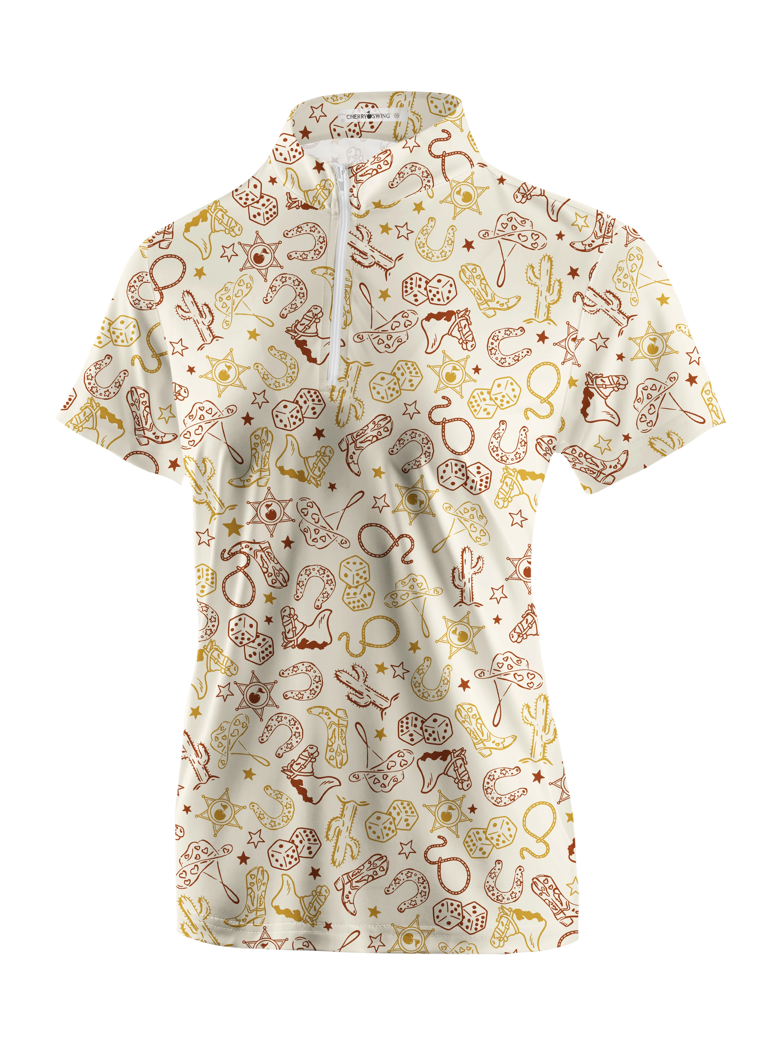 Cherryswing Women's Whimsical World Golf Short Sleeve Polo Shirt
