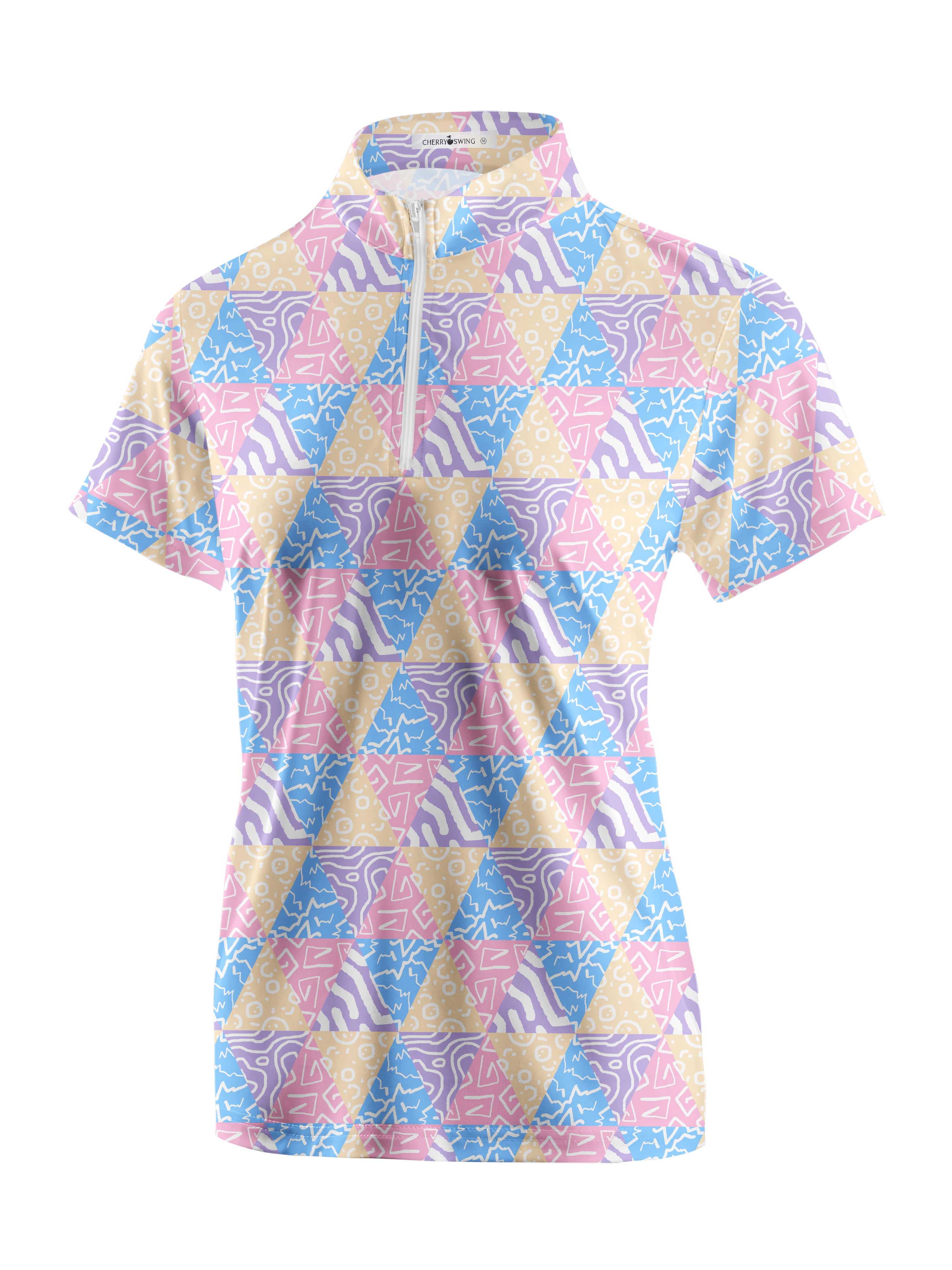 Cherryswing Women's Vibrant Patchwork  Golf Short Sleeve Polo Shirt