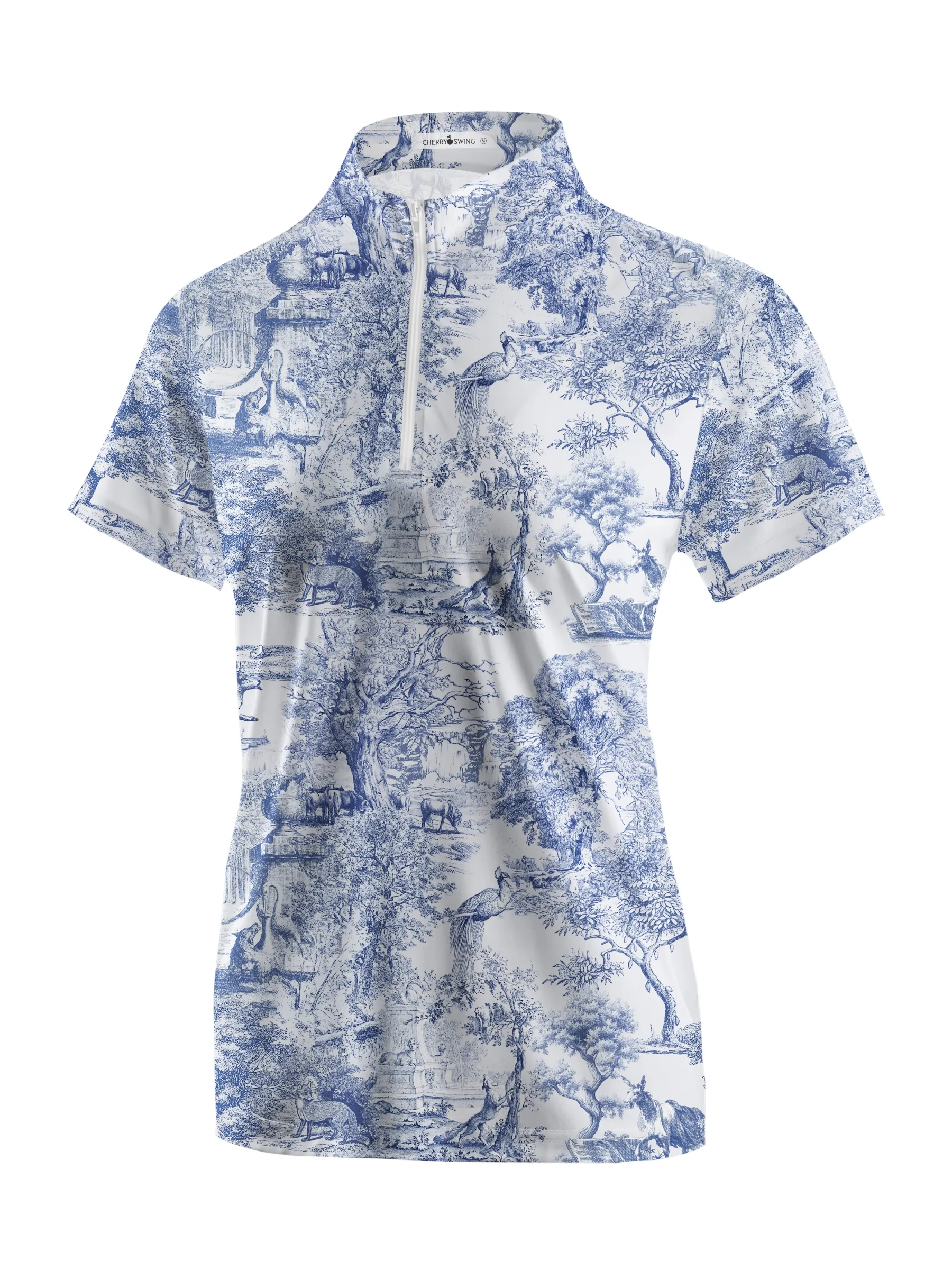 Cherryswing Women's Landscape Painting Golf Short Sleeve Polo Shirt