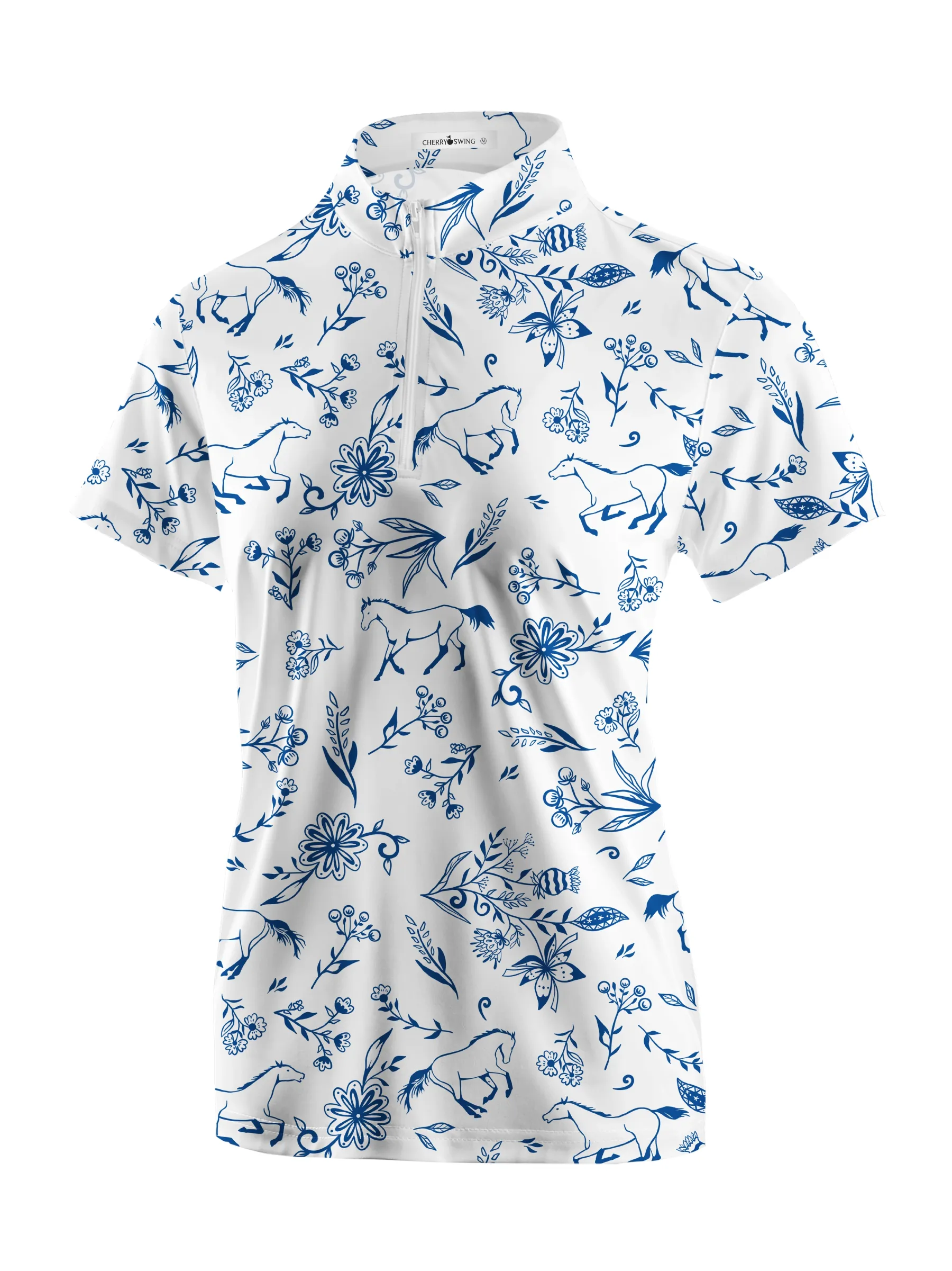 Cherryswing Women's Freeform Lines Golf Short Sleeve Polo Shirt