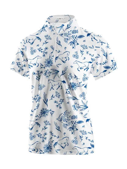 Cherryswing Women's Freeform Lines Golf Short Sleeve Polo Shirt