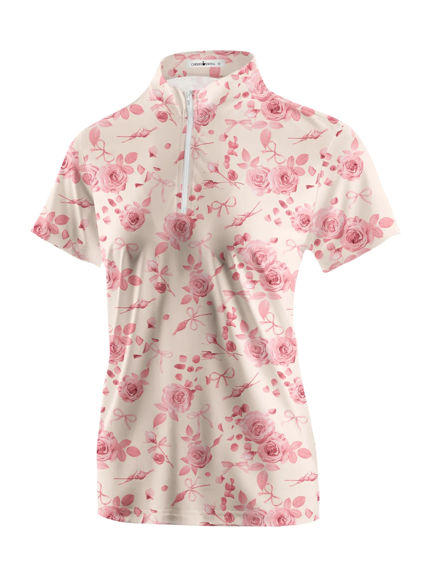 Cherryswing Women's Rose Garden Golf Short Sleeve Polo Shirt