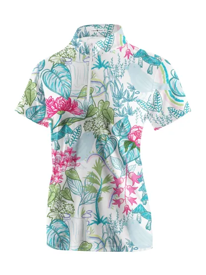 Cherryswing Women's Tropical Rainforest Golf Short Sleeve Polo Shirt