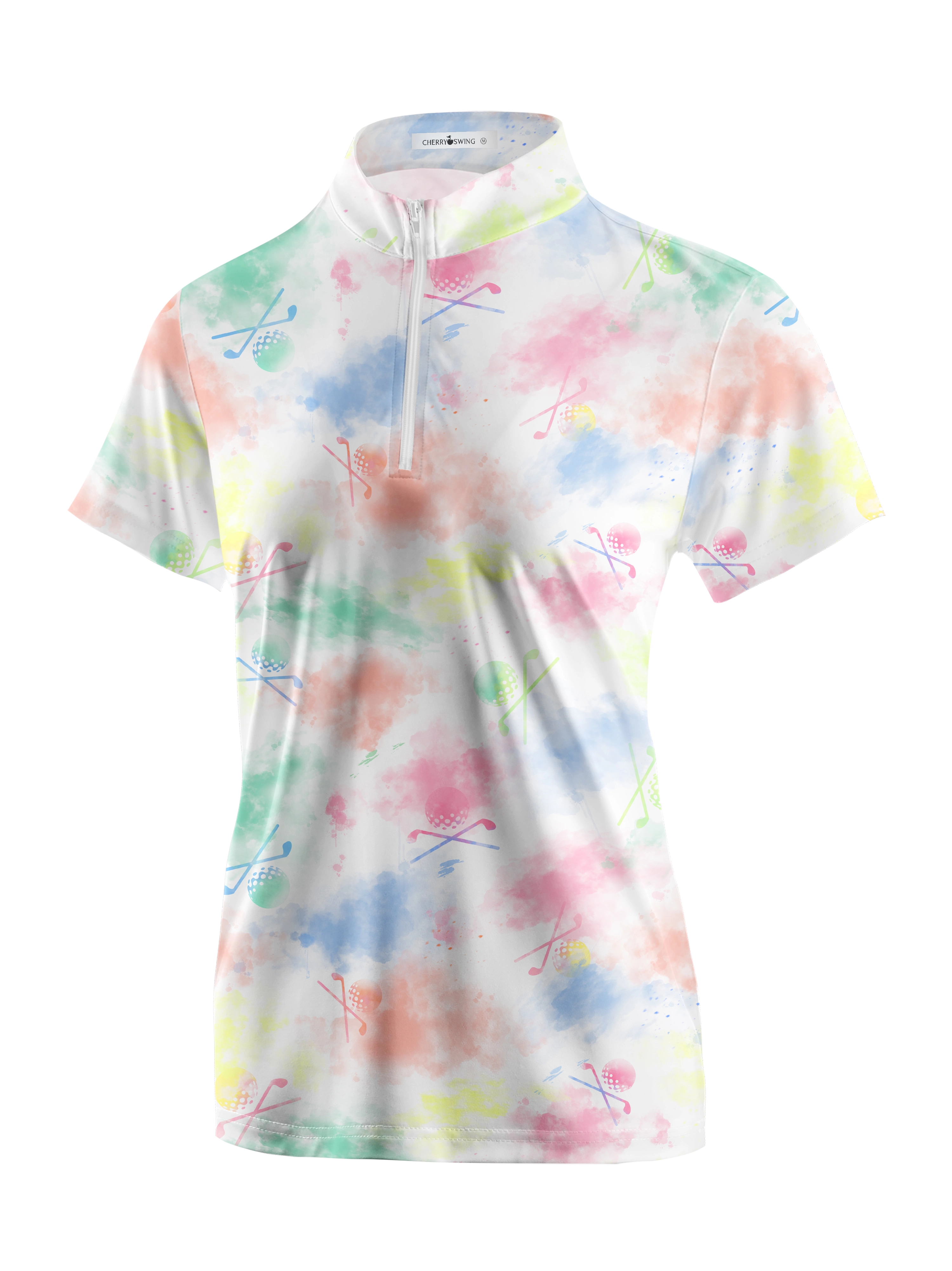 Cherryswing Women's Watercolor Painting Golf Short Sleeve Polo Shirt